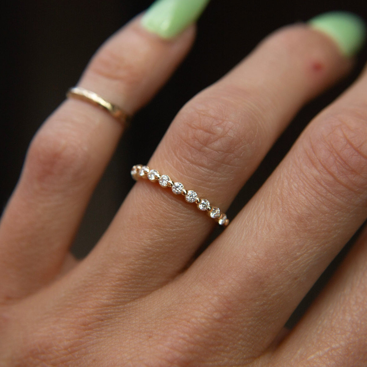 14K Yellow Gold Moissanite Anniversary Band