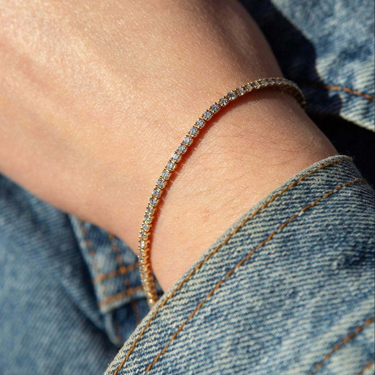 14k yellow gold diamond tennis bracelet tcw 2.0 | 7"