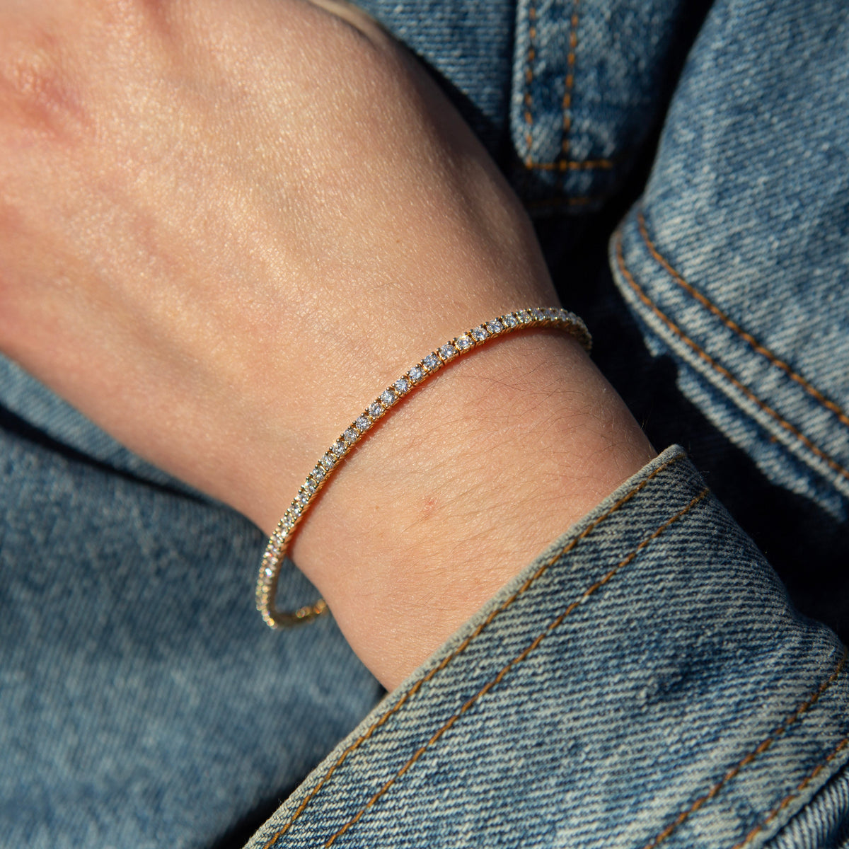 14k yellow gold diamond tennis bracelet tcw 3.0 | 7"