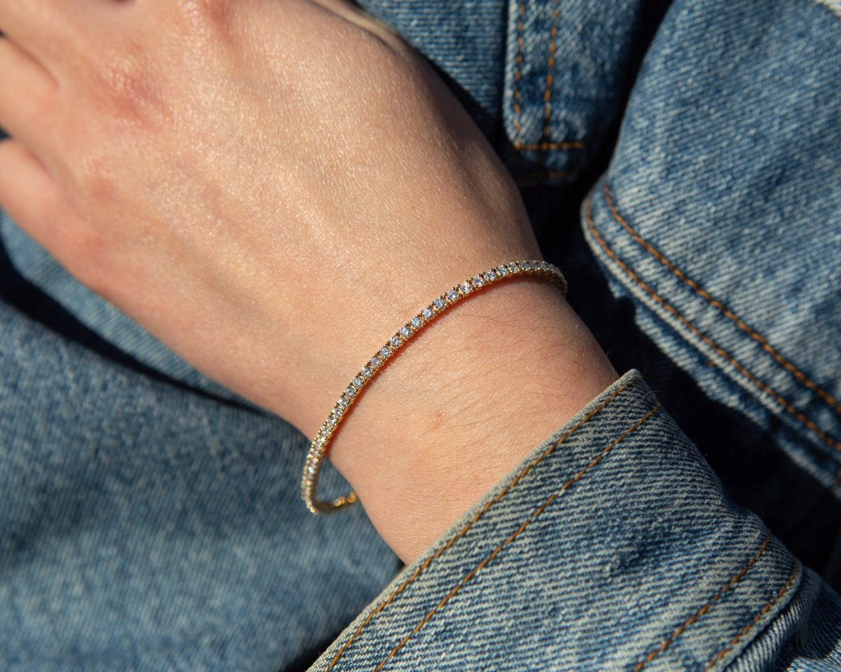 14k yellow gold diamond tennis bracelet tcw 3.0 | 7"