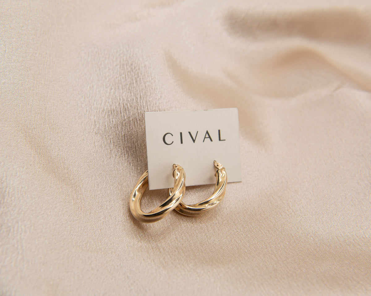 14k vintage italian twisted hollow hoops