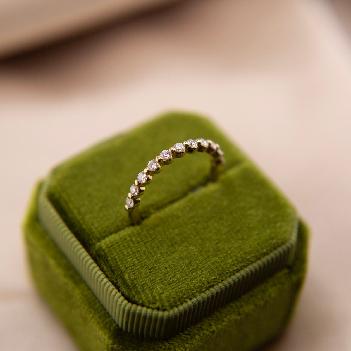 14K Yellow Gold Moissanite Anniversary Band