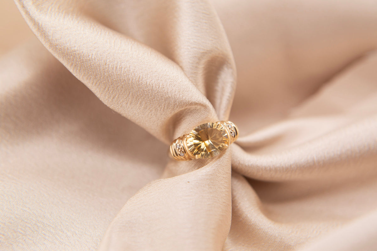 Modern Vintage Citrine Statement Ring | sz 6.5