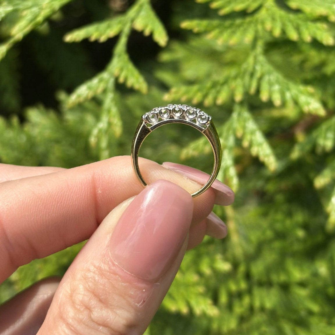 Vintage 14k Diamond Five Stone Band | sz 5.5