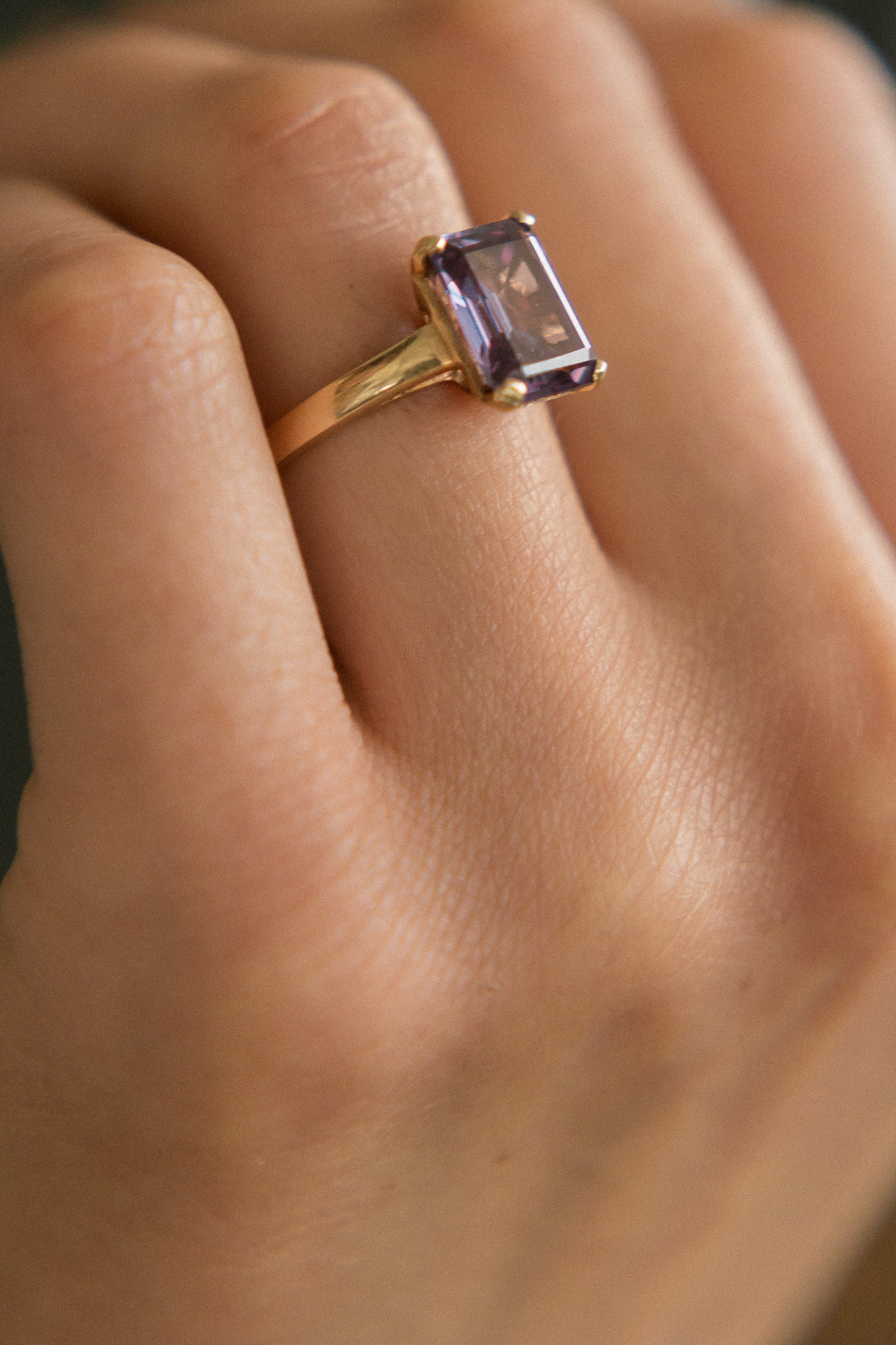 14k Emerald cut Alexandrite ring | sz 6