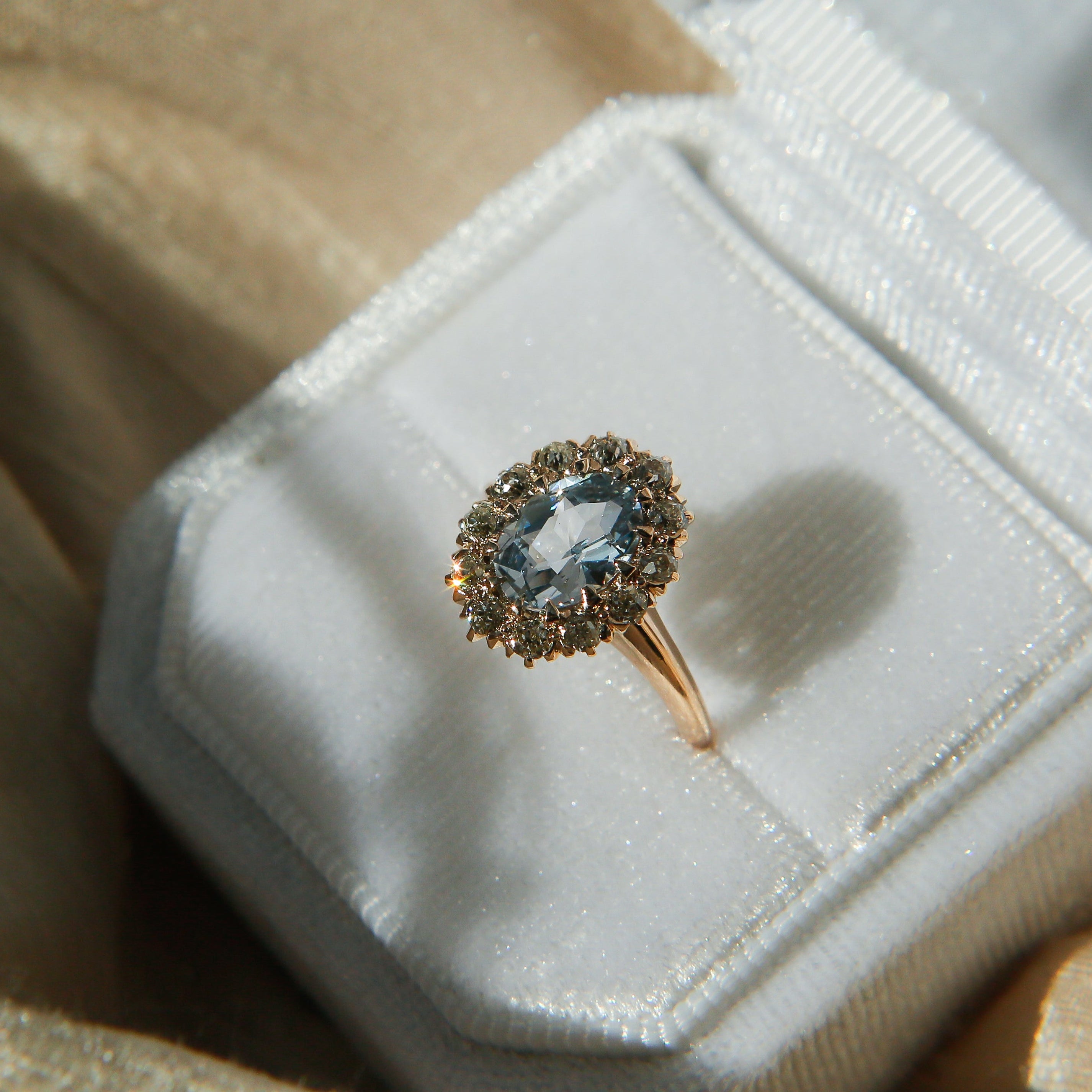 Antique Halo Sapphire Engagement Ring | sz 4.25