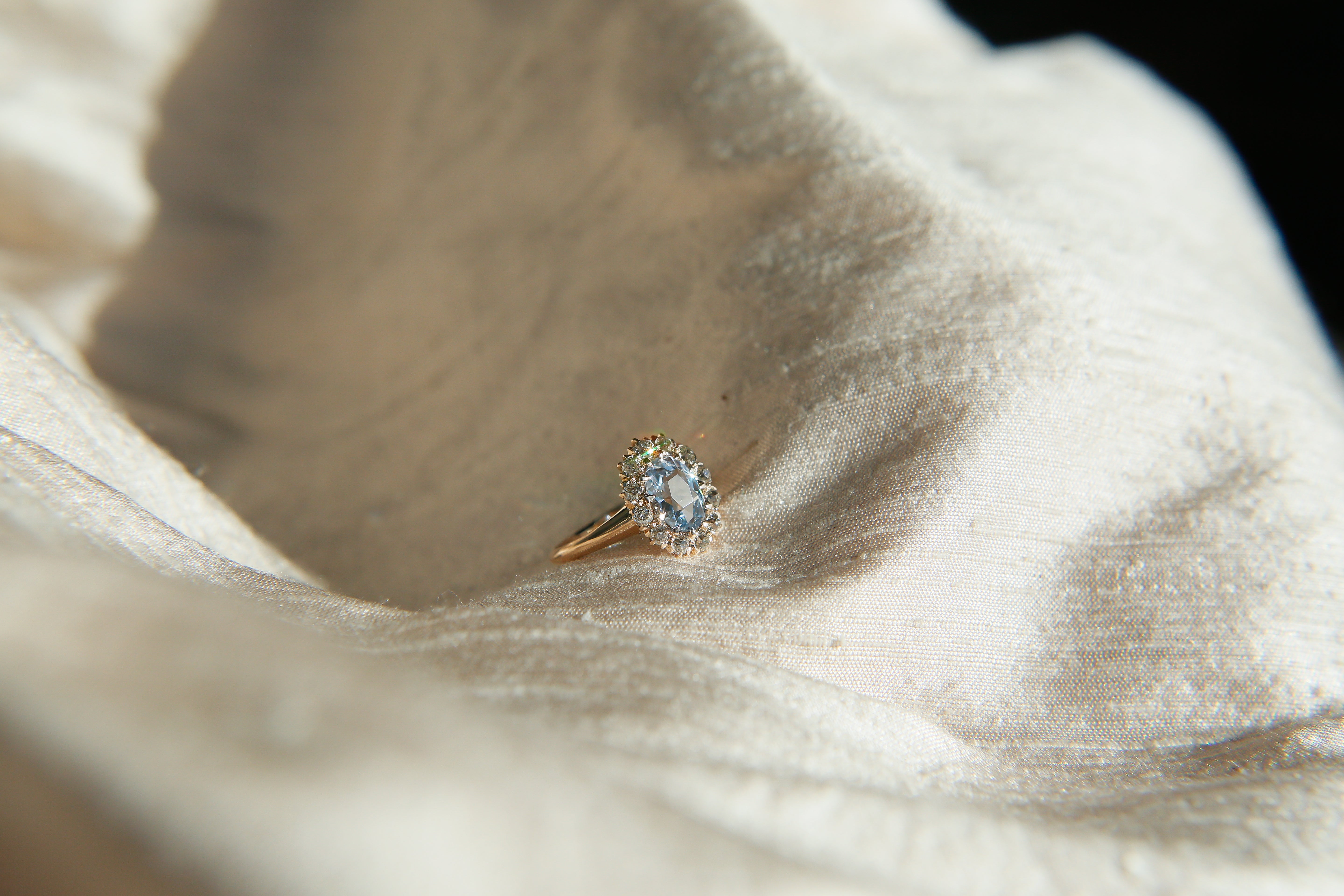 Antique Halo Sapphire Engagement Ring | sz 4.25