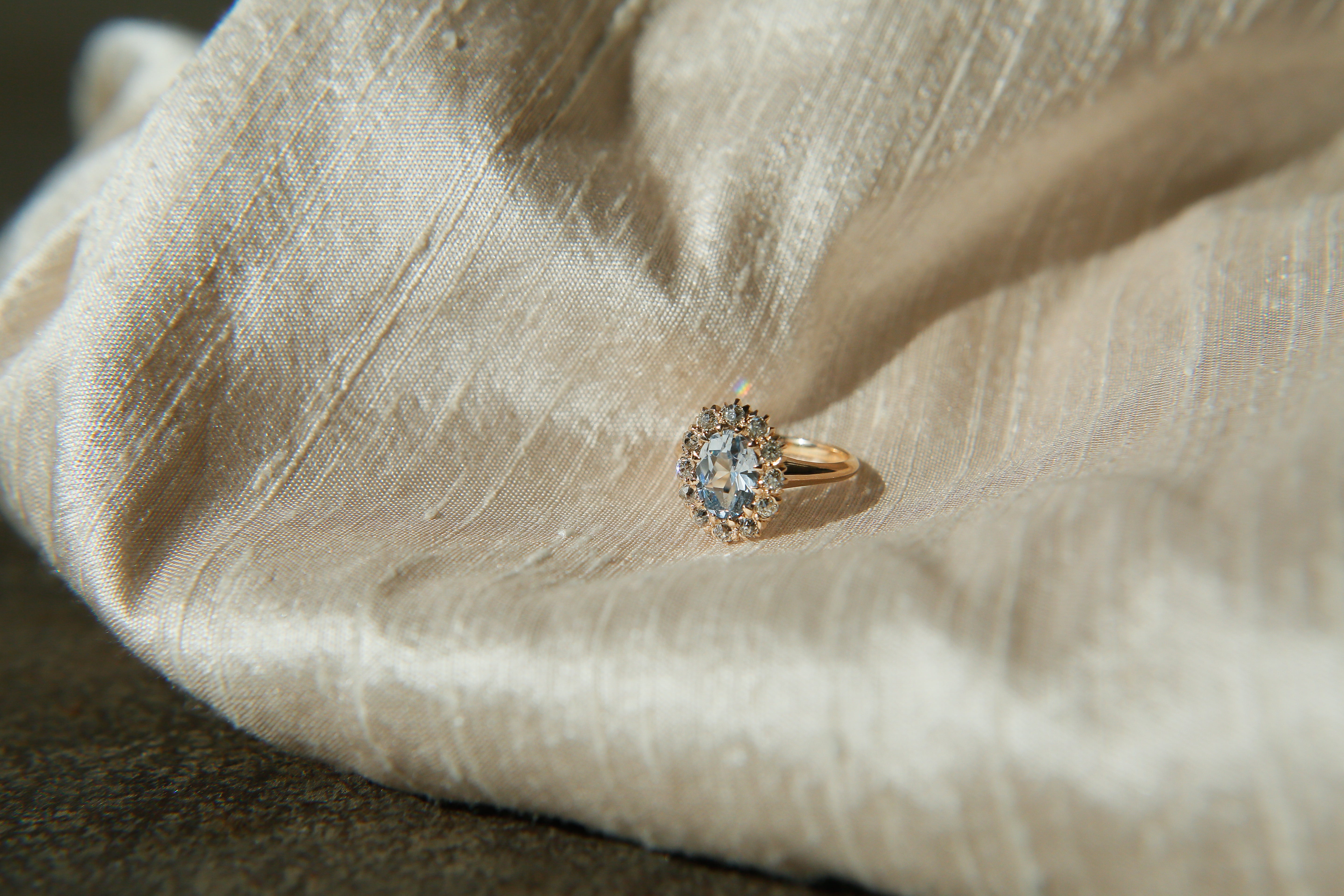 Antique Halo Sapphire Engagement Ring | sz 4.25