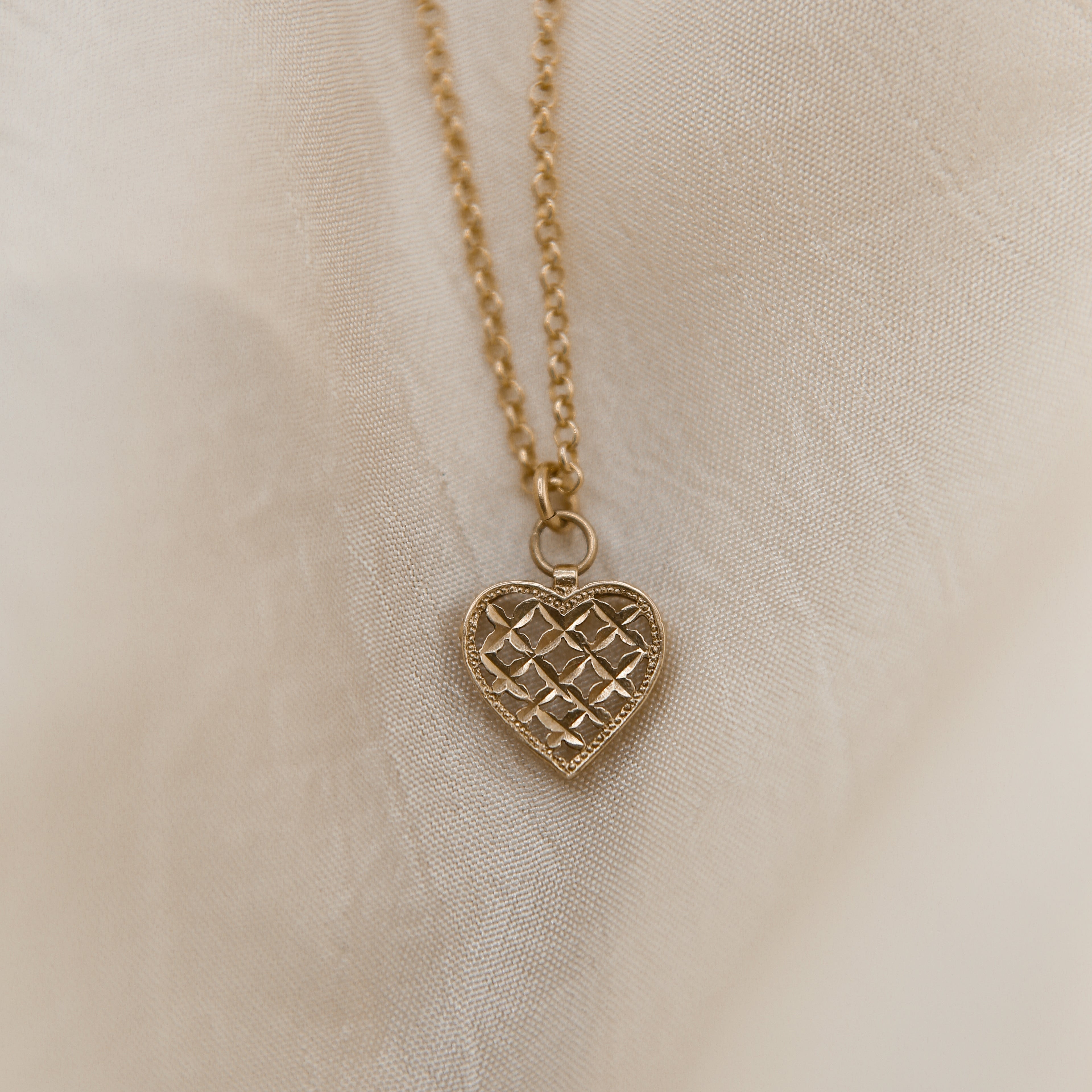 70's Quilted Heart | Necklace Charm