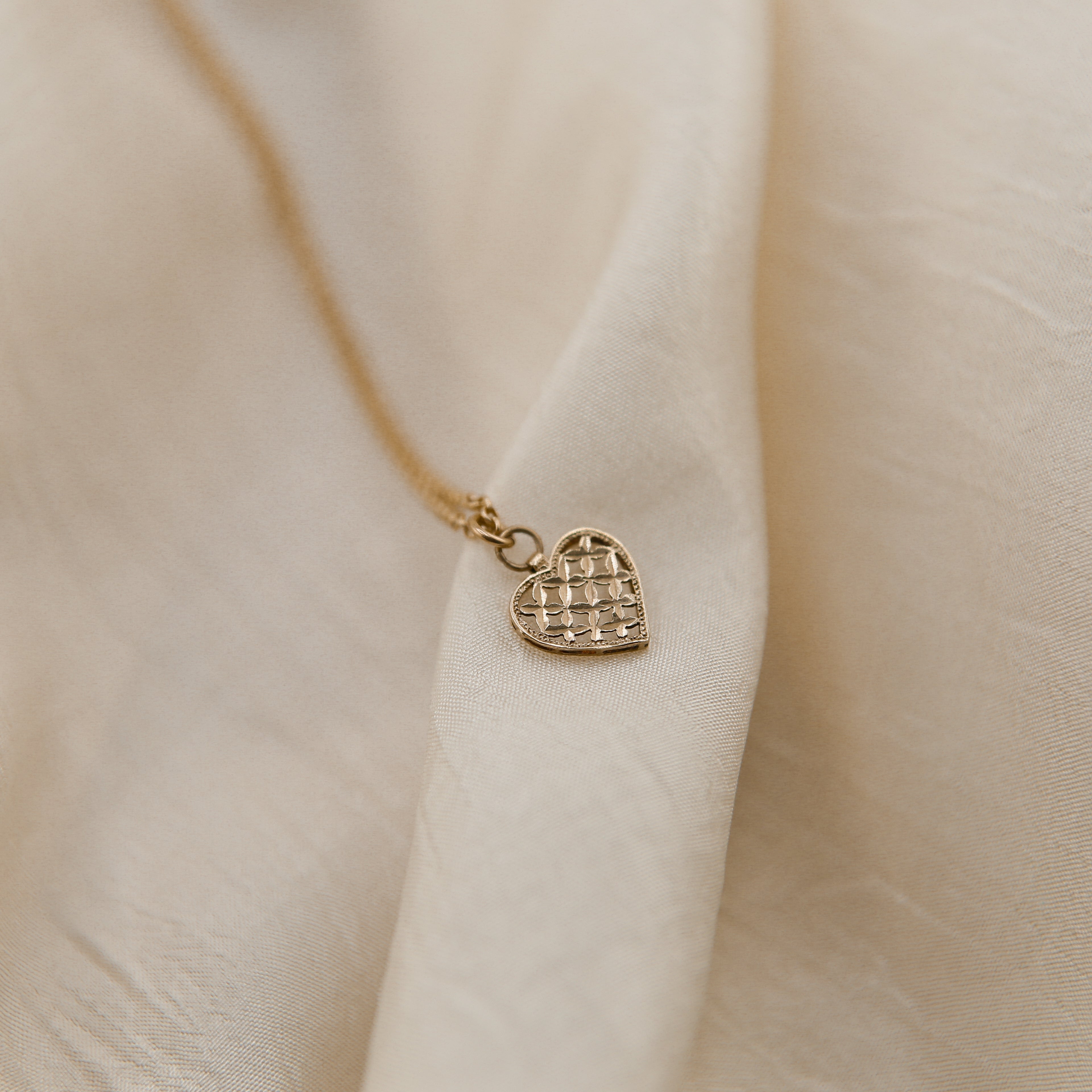 70's Quilted Heart | Necklace Charm