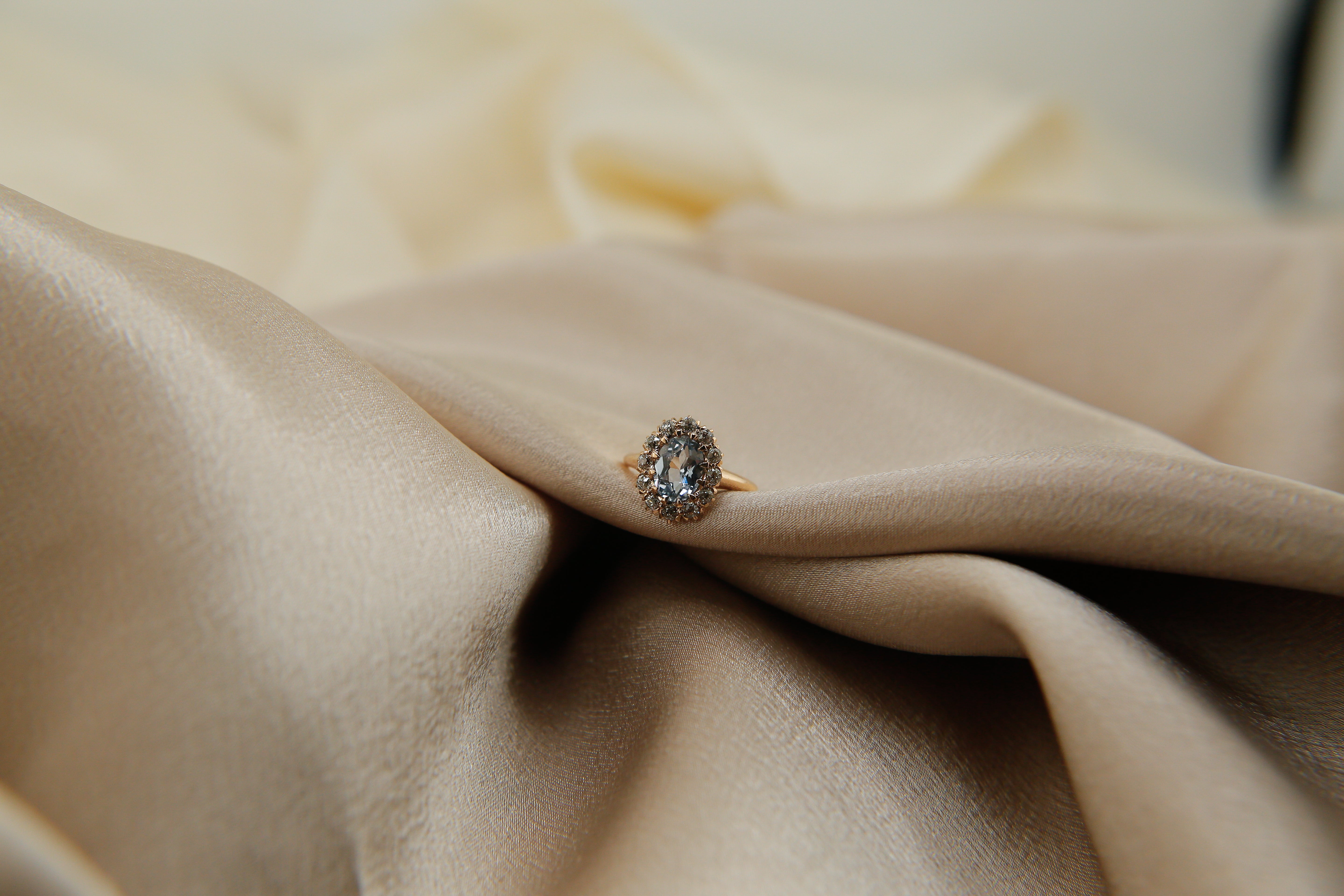 Antique Halo Sapphire Engagement Ring | sz 4.25
