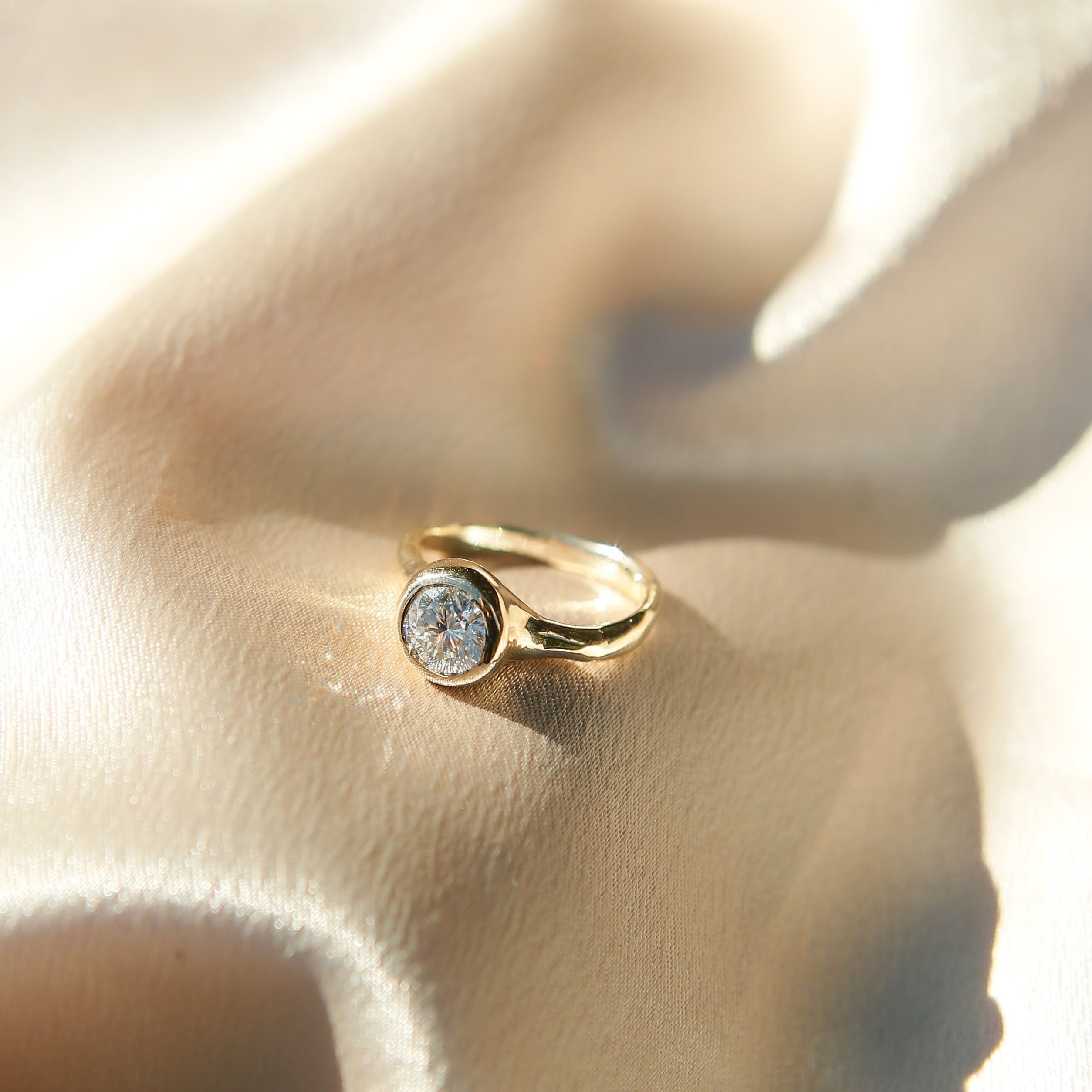 1.5ct Moissanite Bezel Set LL for Cival| sz 6.5