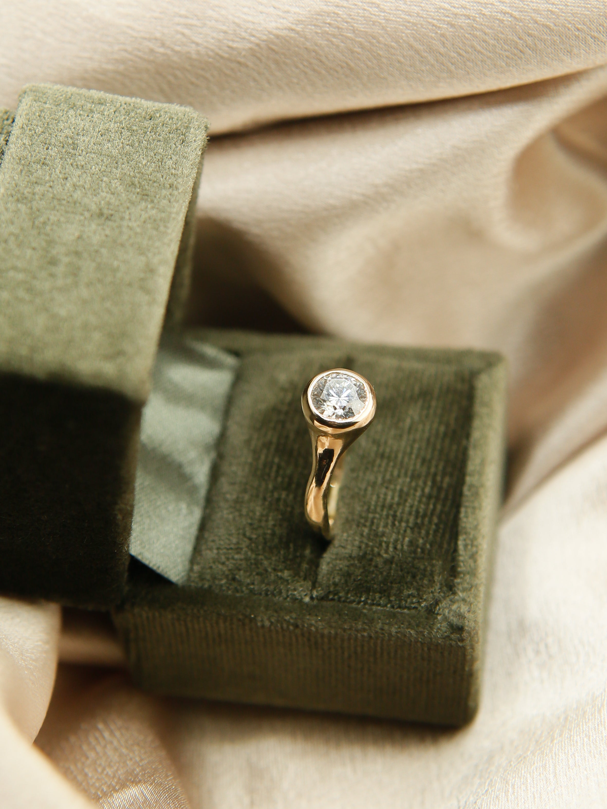 1.5ct Moissanite Bezel Set LL for Cival| sz 6.5