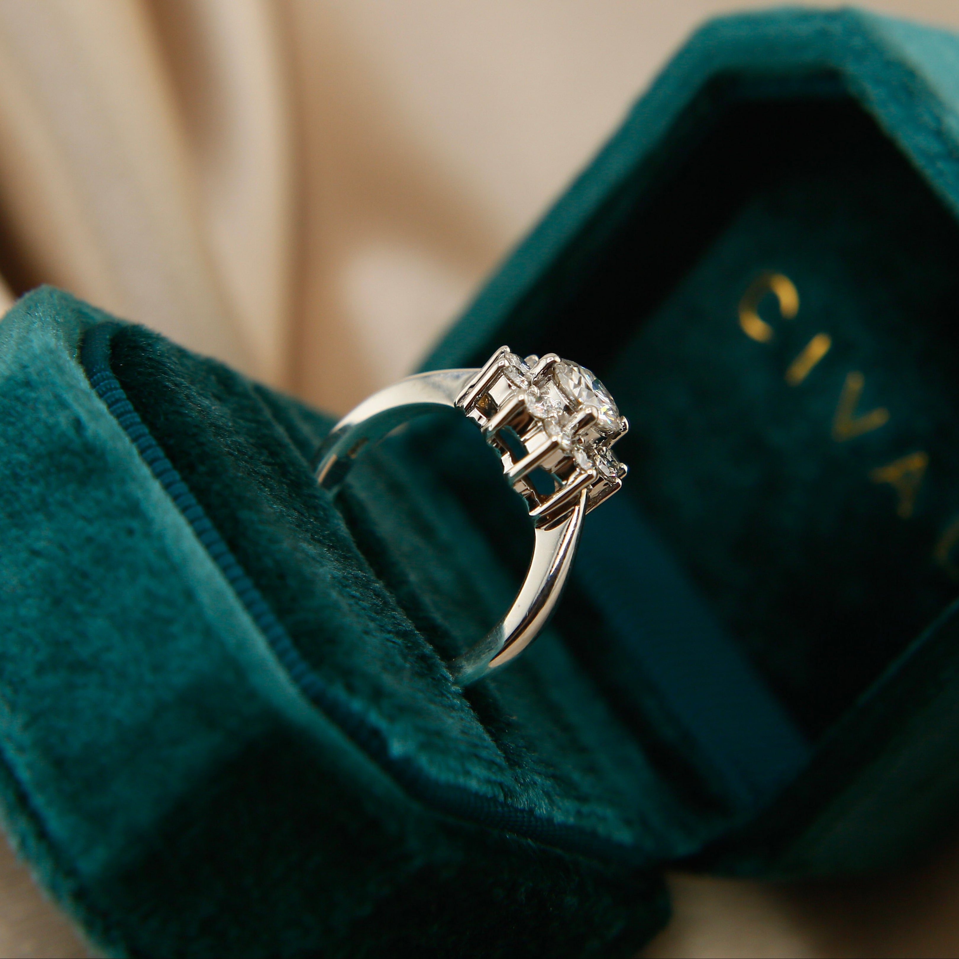 Sterling Moissanite Floral Cluster Ring | sz 7.25