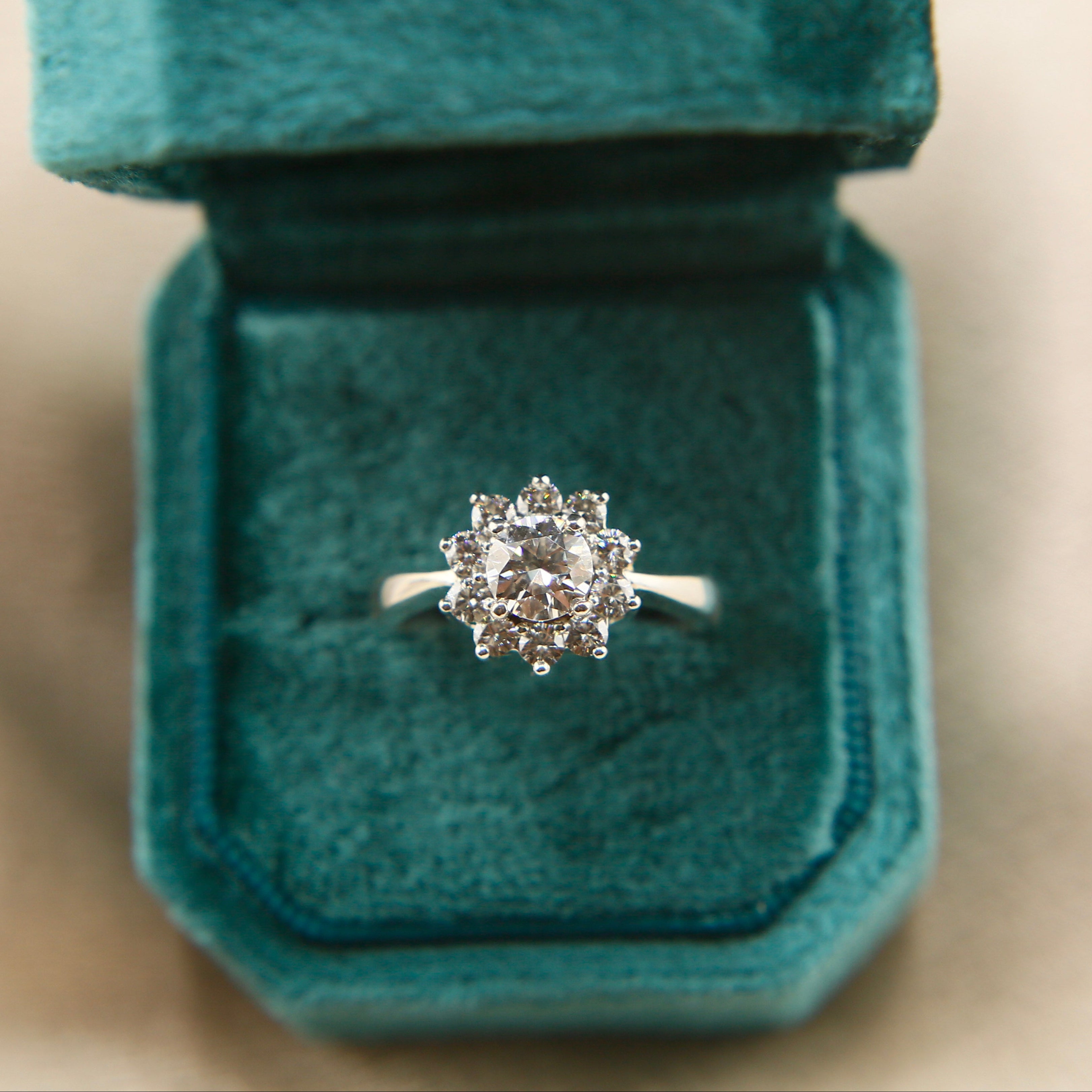 Sterling Moissanite Floral Cluster Ring | sz 7.25