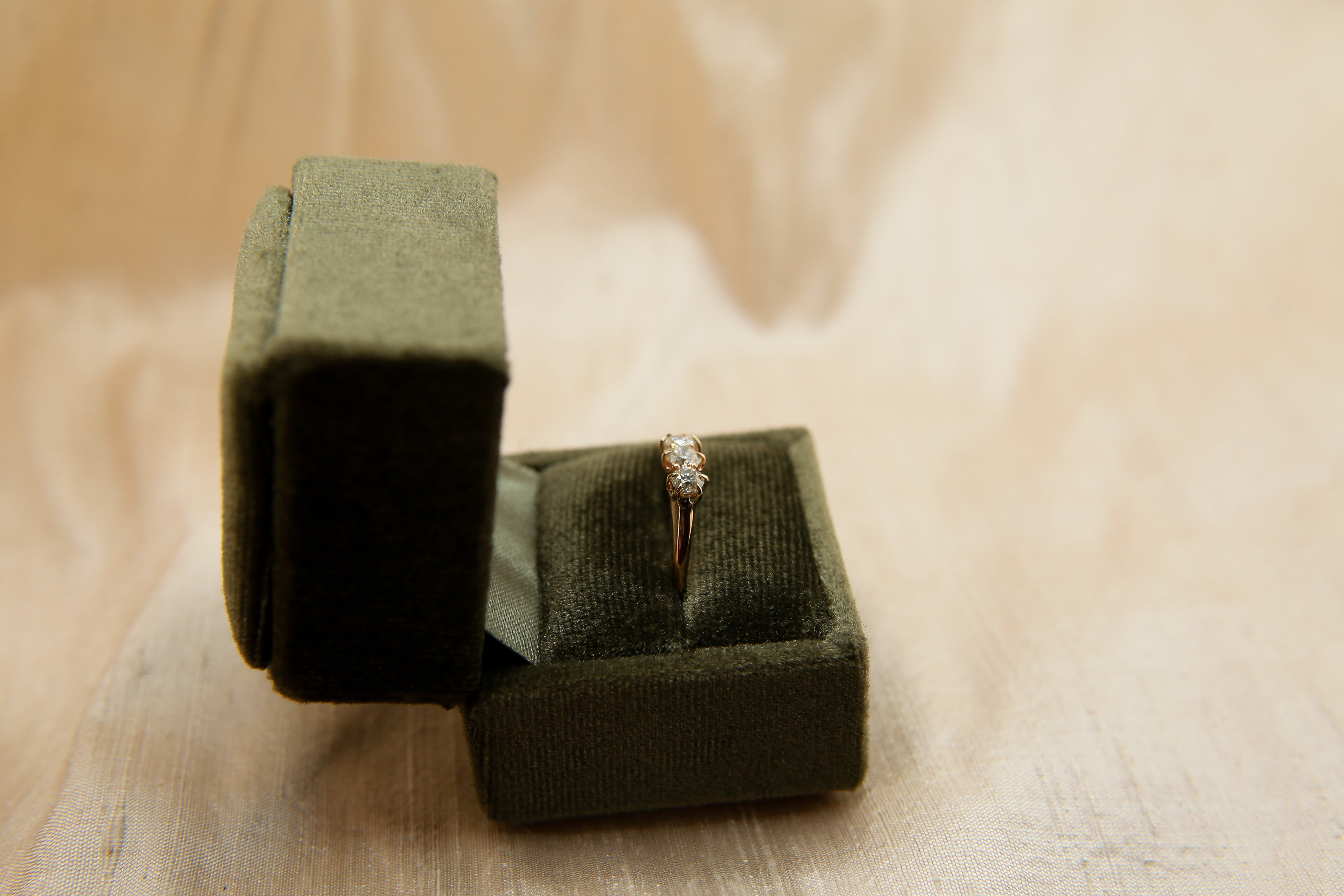 Late 1800's Three Stone Natural Recycled Diamond Ostby Barton Ring | sz 6.5