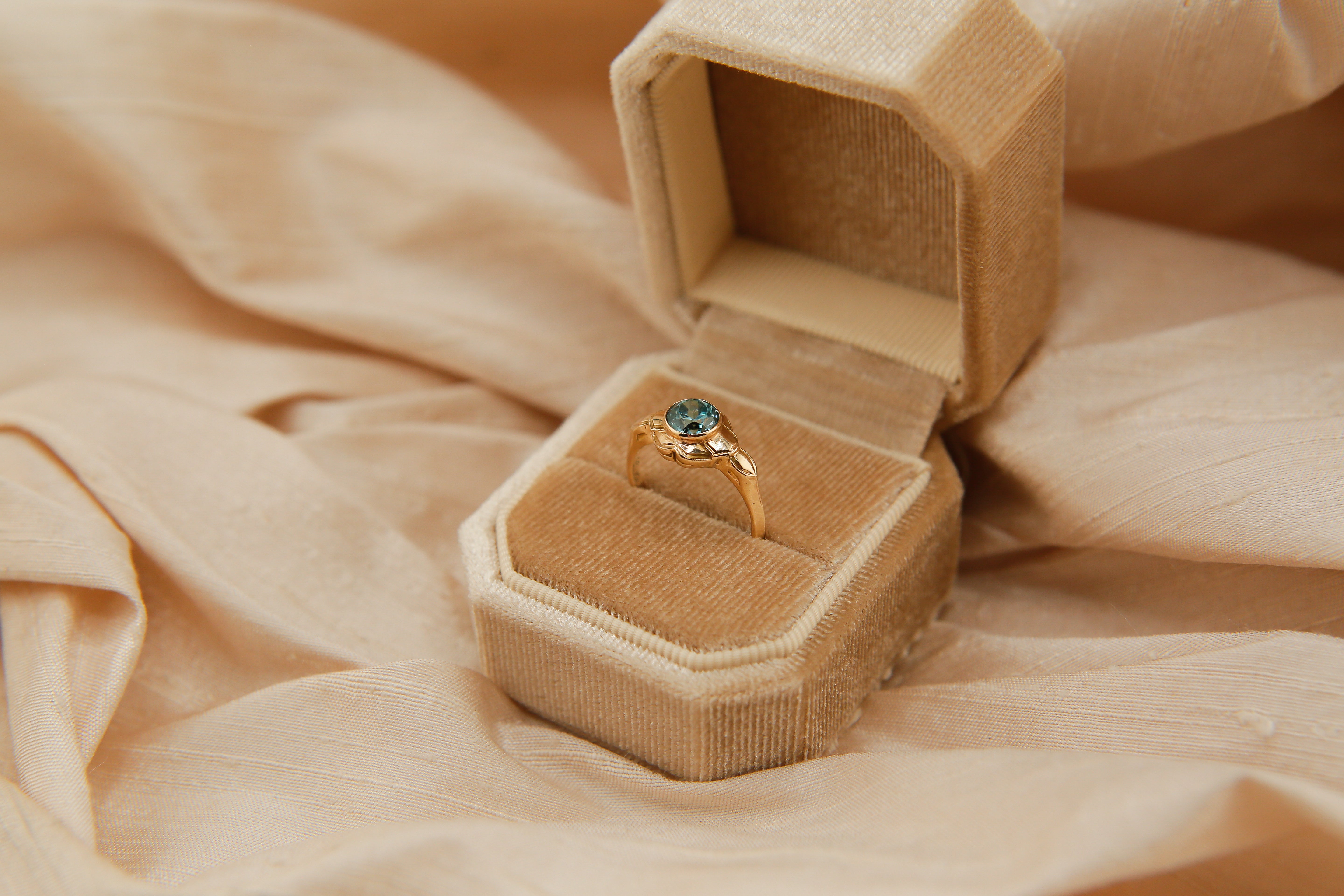 10k Deco Swiss Blue Topaz | sz 5