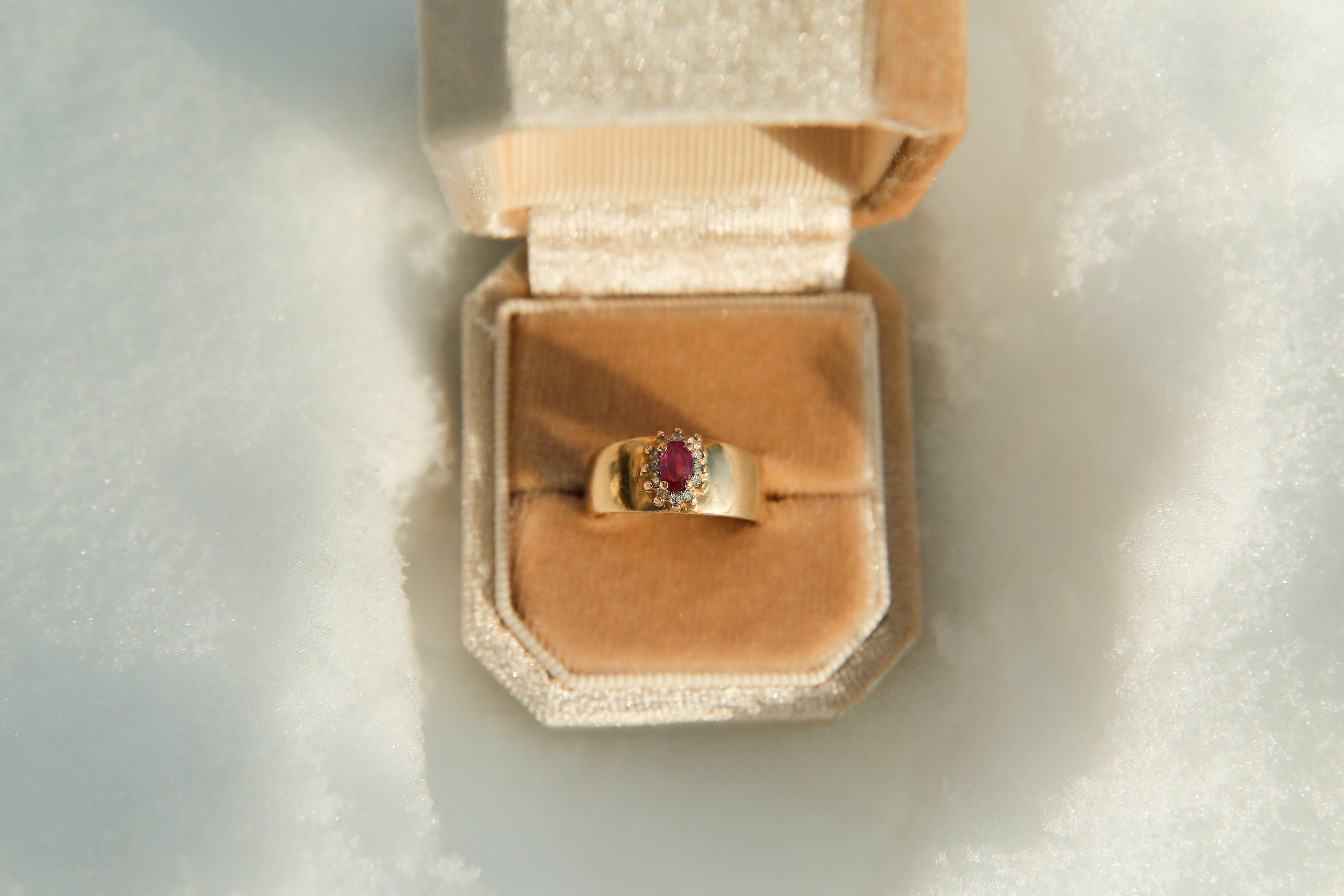 10k Ruby + Diamond Halo Ring | sz 6