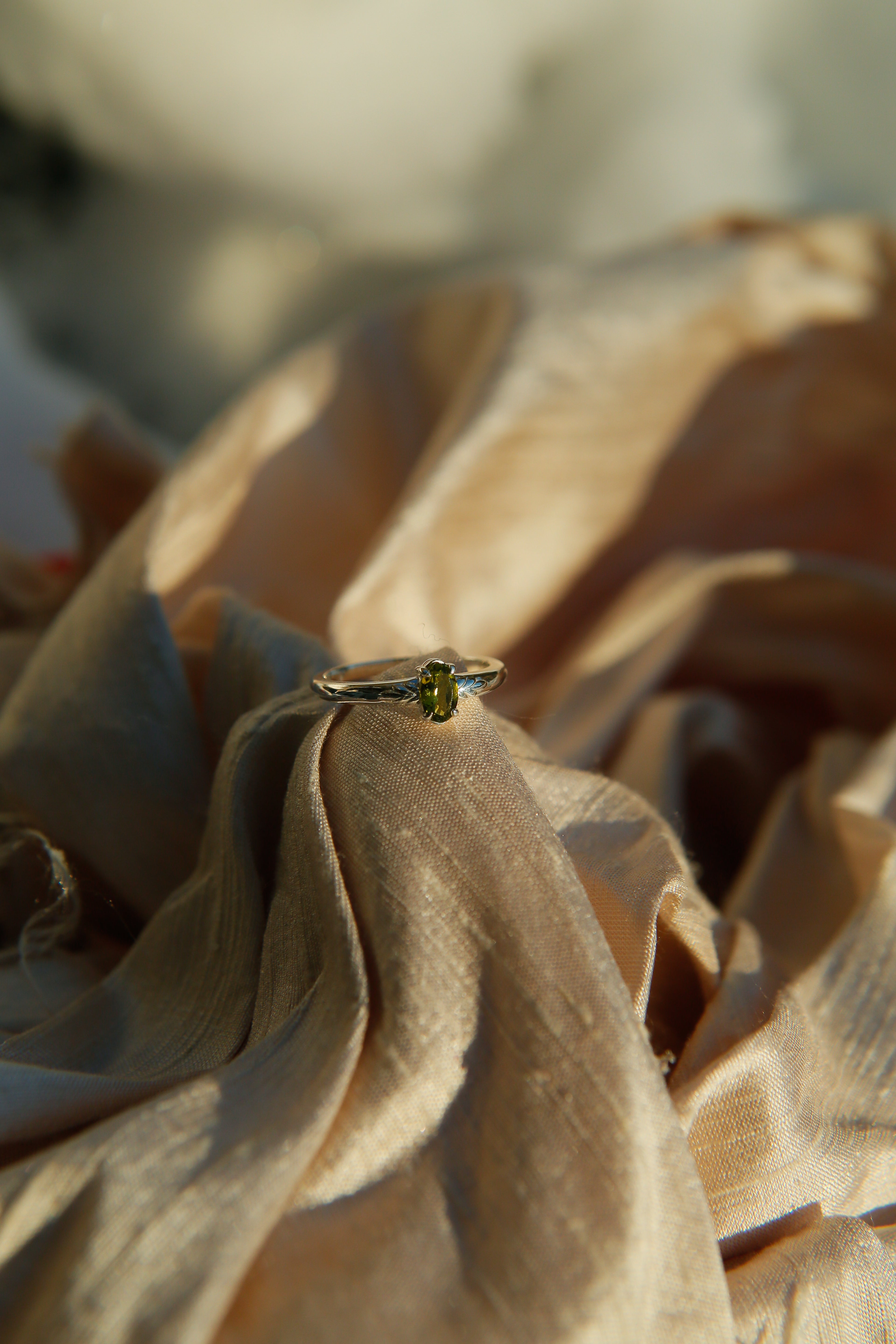 Sterling Silver Tourmaline Solitaire Ring | sz 7.75