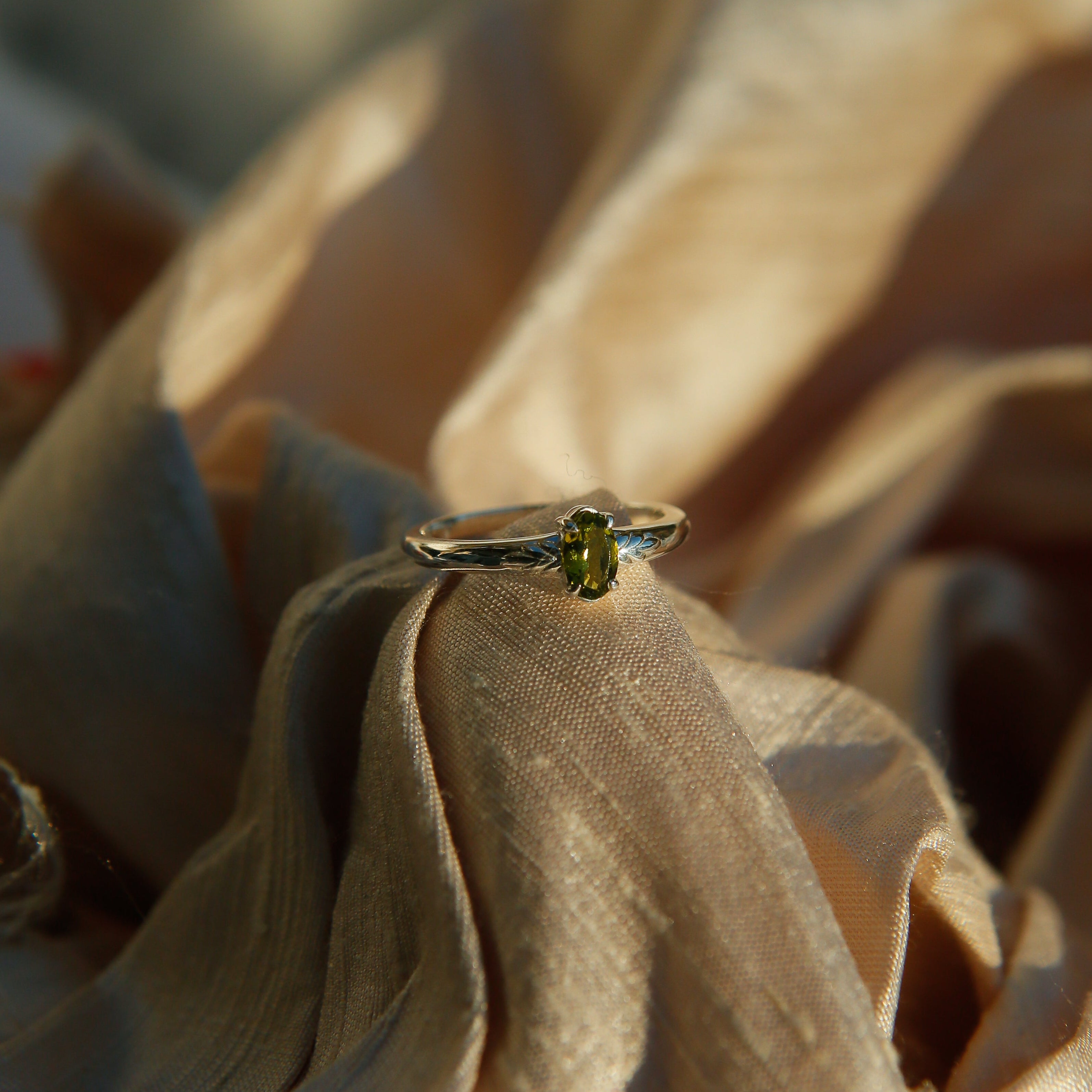 Sterling Silver Tourmaline Solitaire Ring | sz 7.75