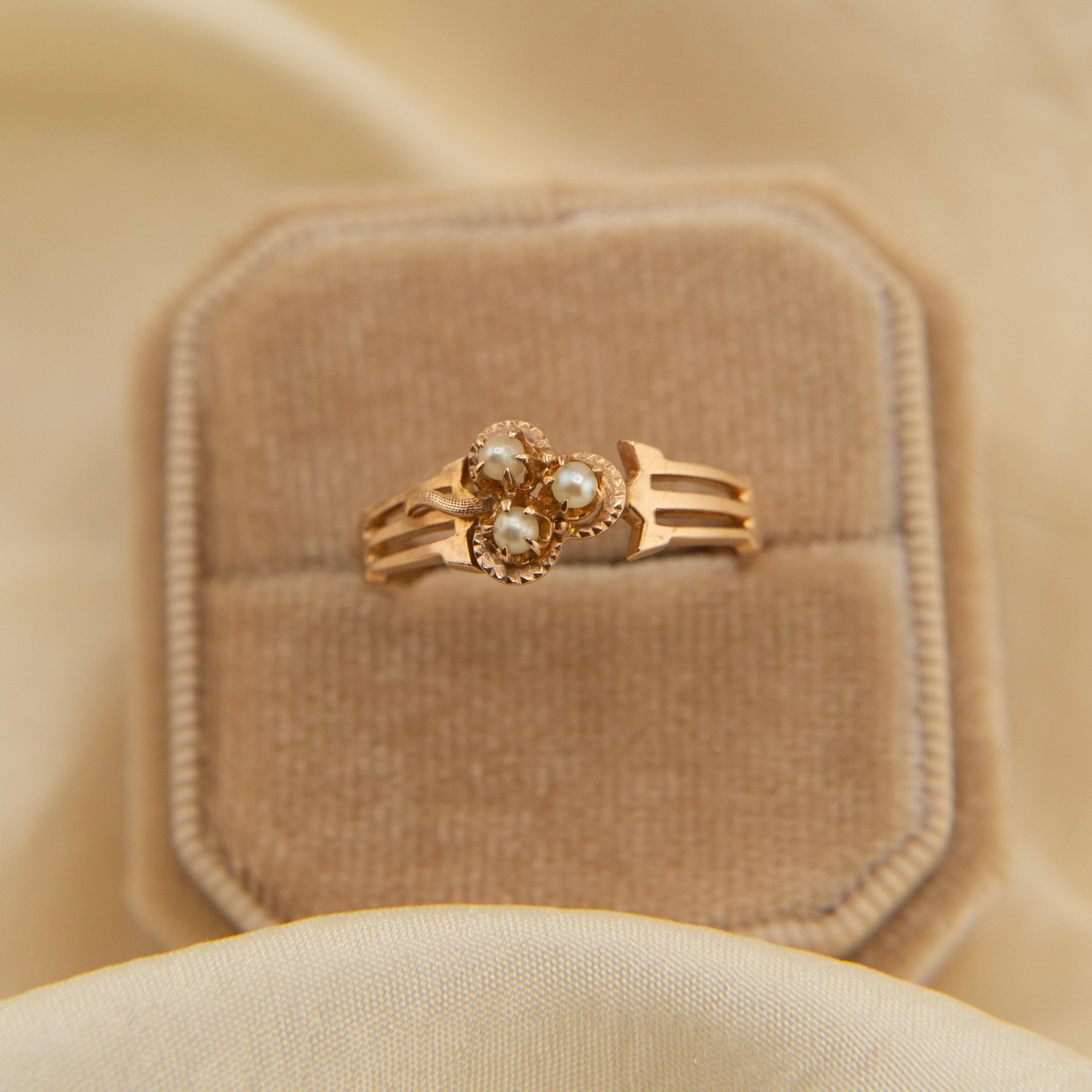 10k Vintage Seed Pearl Ring | sz 8