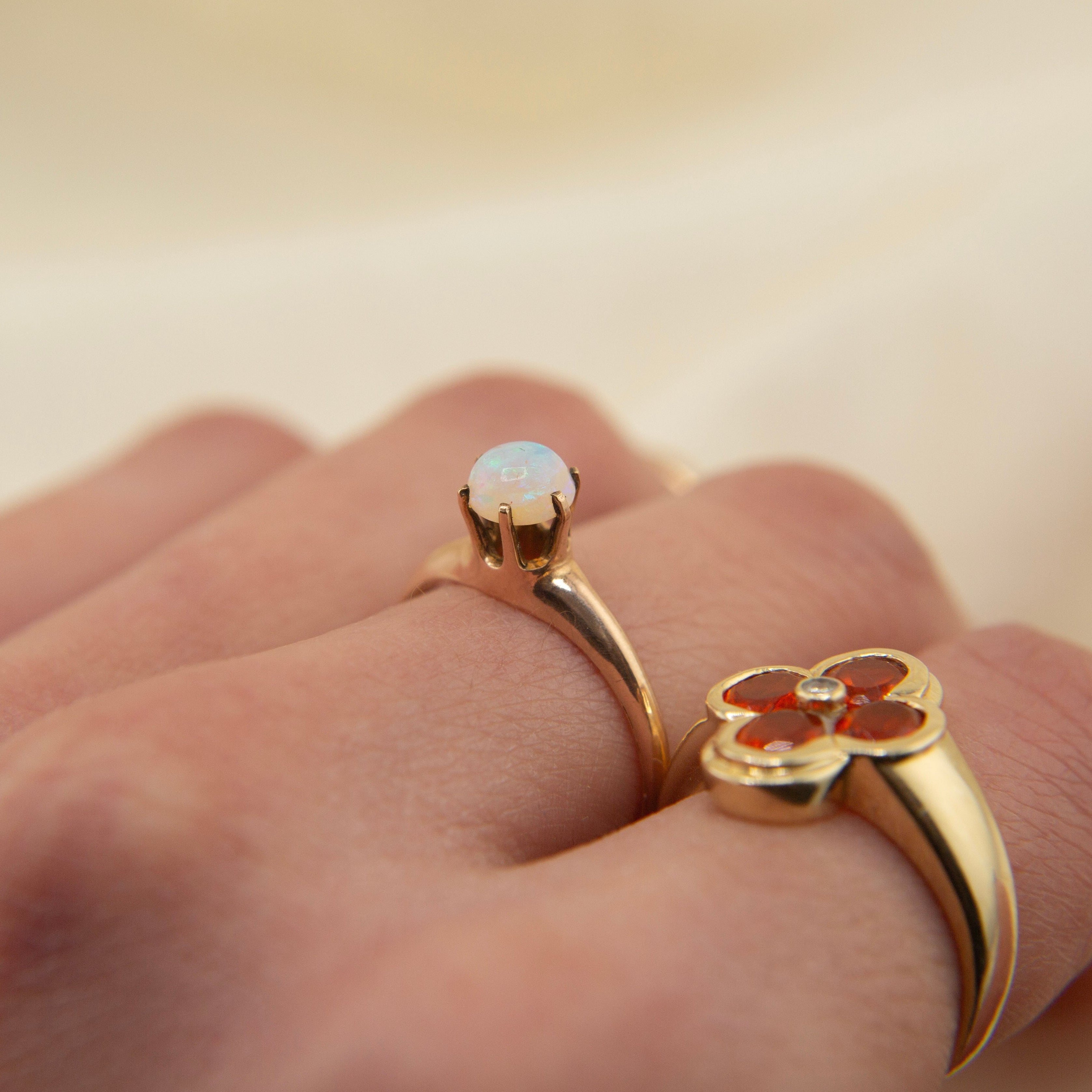 14k Six Prong Opal Solitaire | sz 5.75