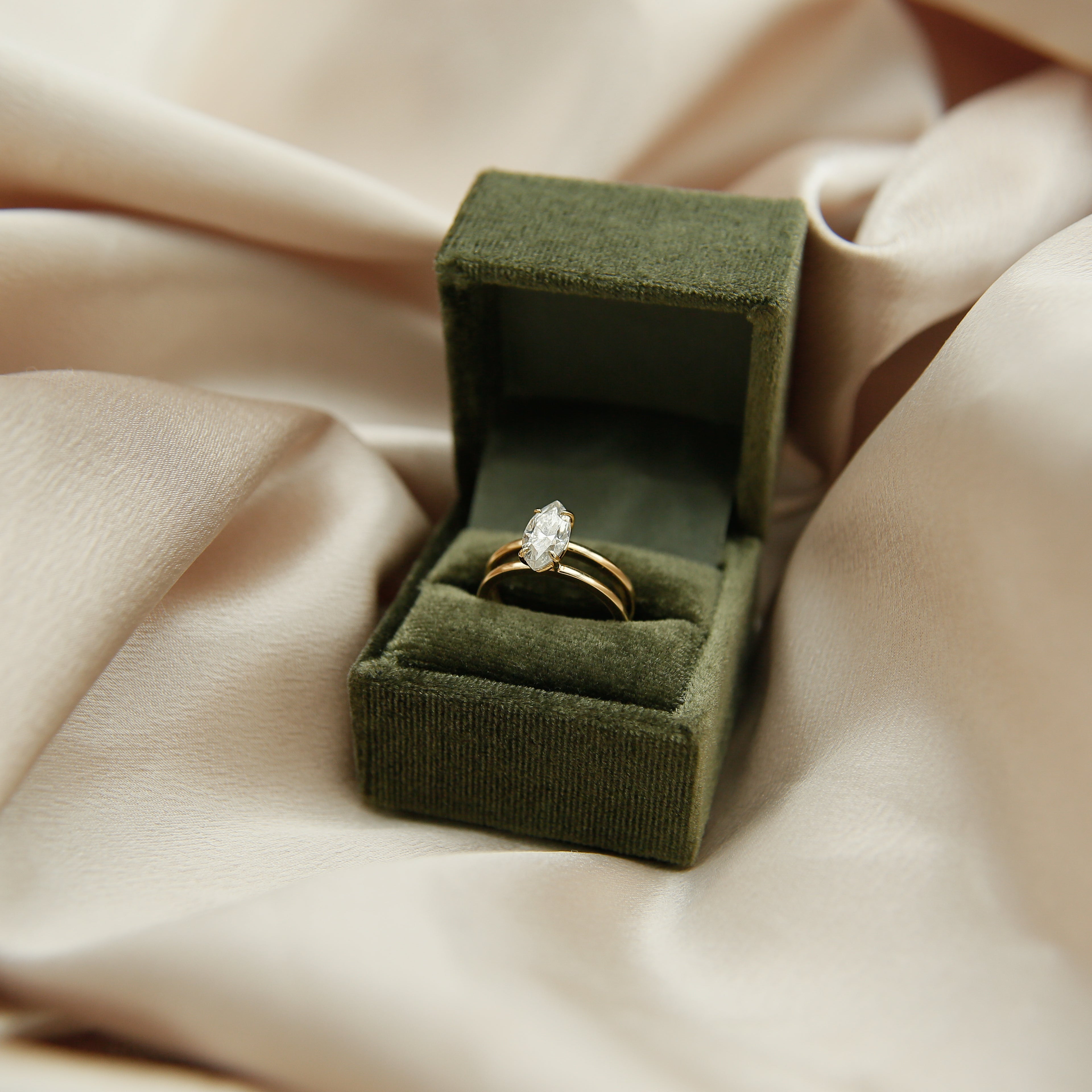 14k split band engagement ring with prong set stone. Customize this unique ring with your choice of stone type, stone shape and stone size. Diamond, moissanite, round, oval, princess, cushion, asscher, marquise. Cival in Milwaukee Wisconsin.