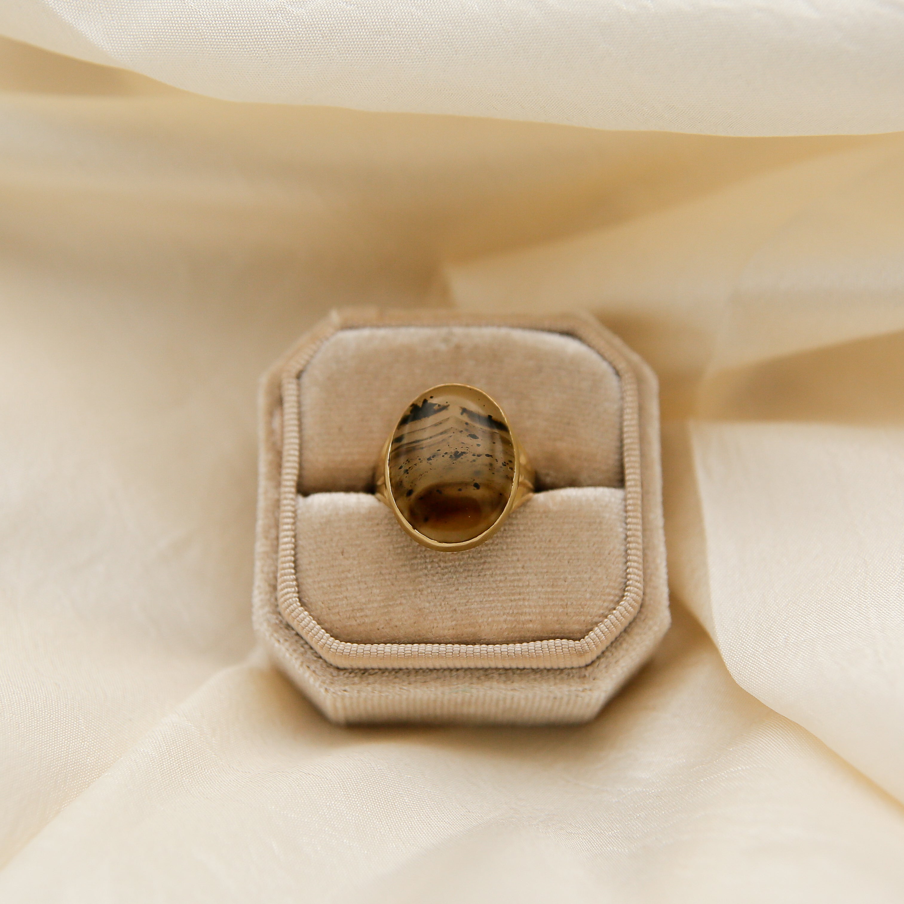 1930's 10k Dendritic Agate Ring | sz 8