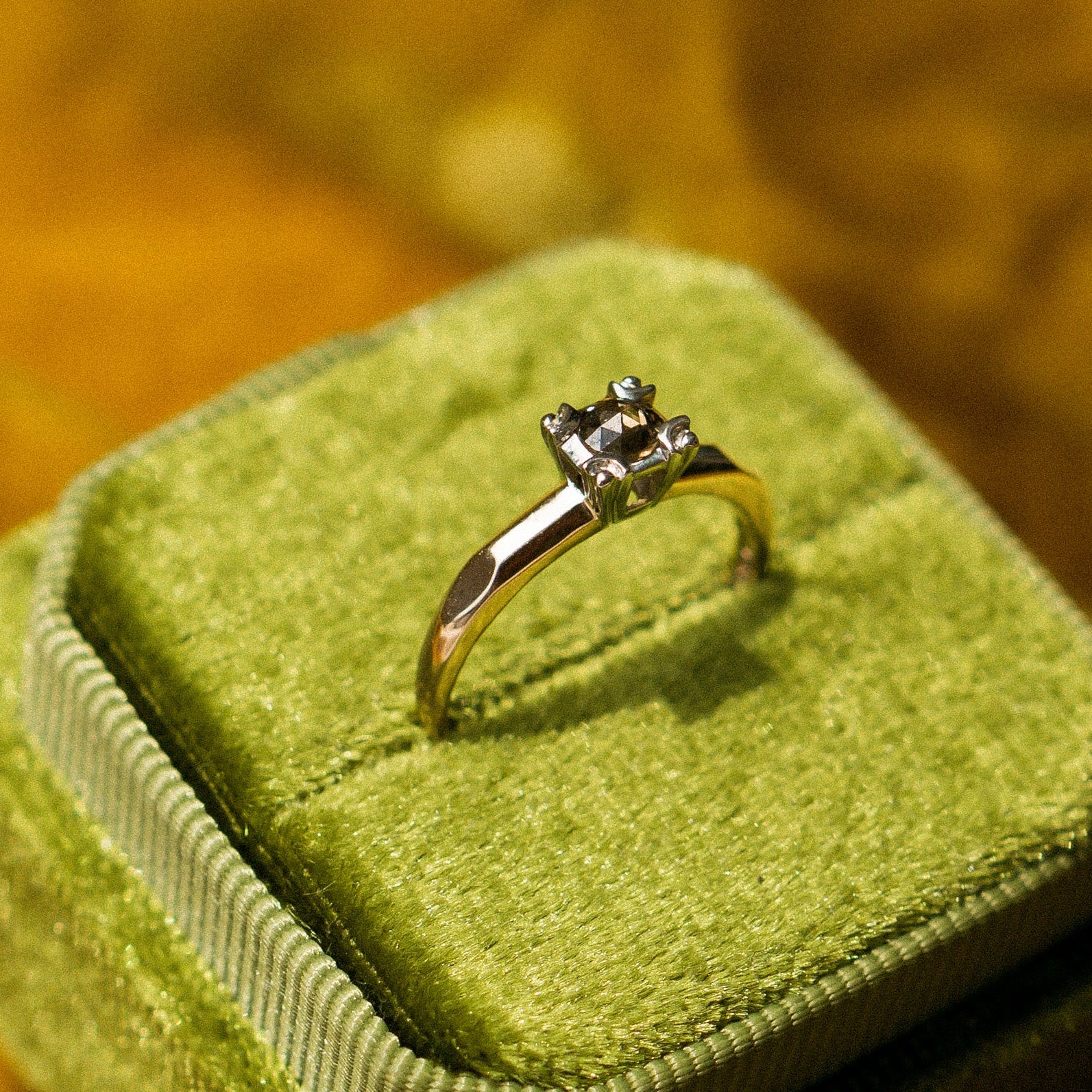 rose cut diamond in green box
