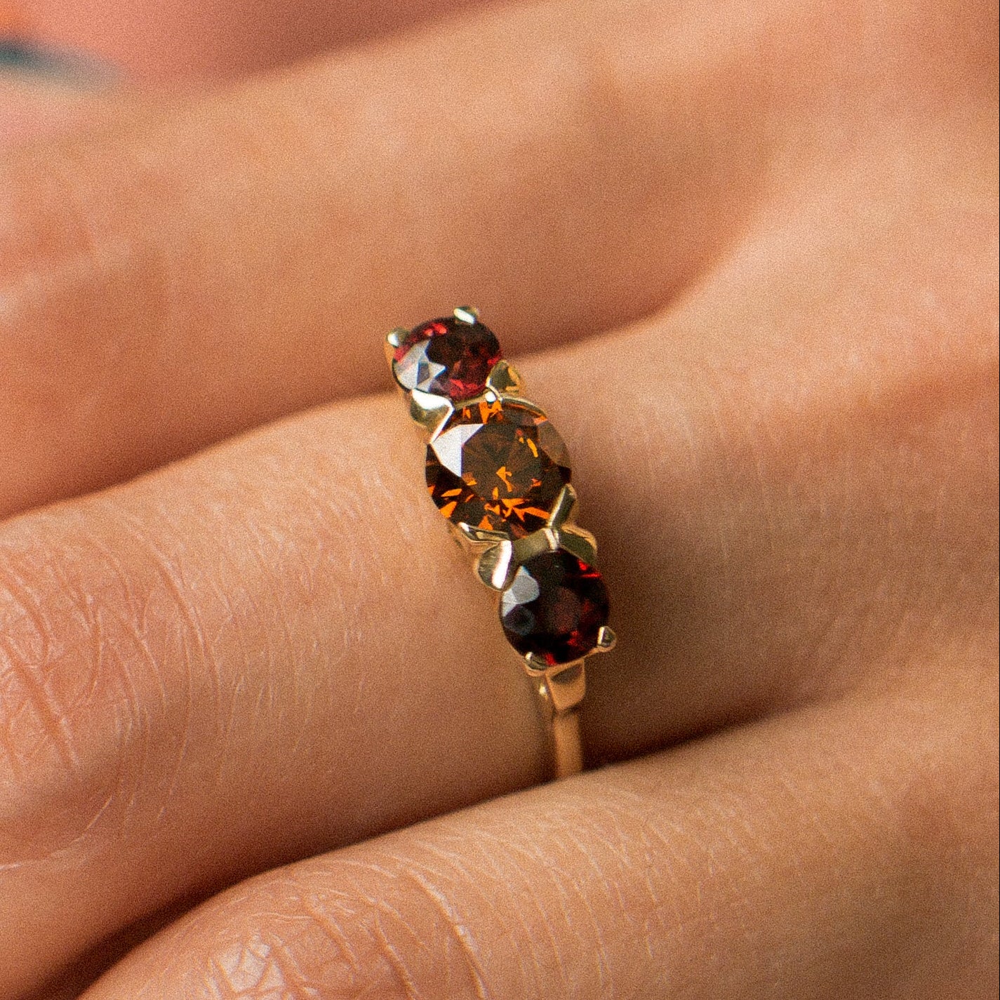 red garnet and orange diamond vintage ring