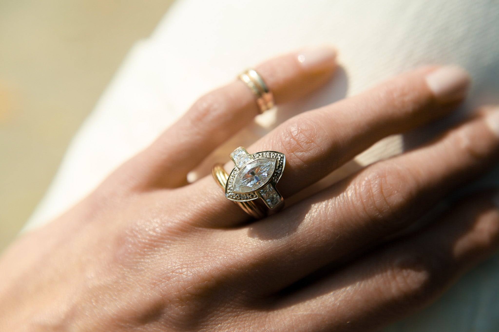 3ct Marquise Moissanite Engagement Ring | sz 7.25