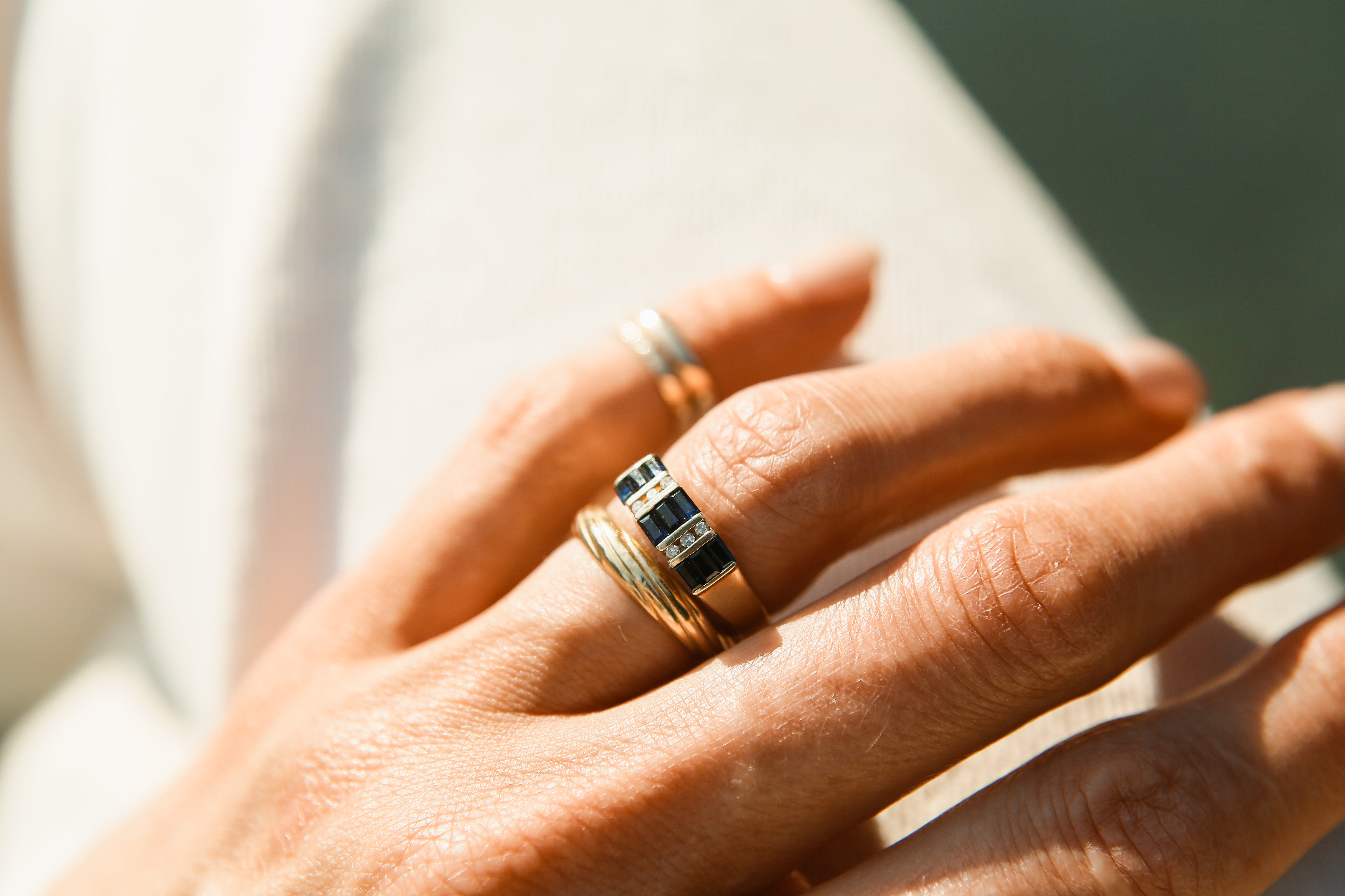 10K Stacked Sapphire Ring | Sz 7