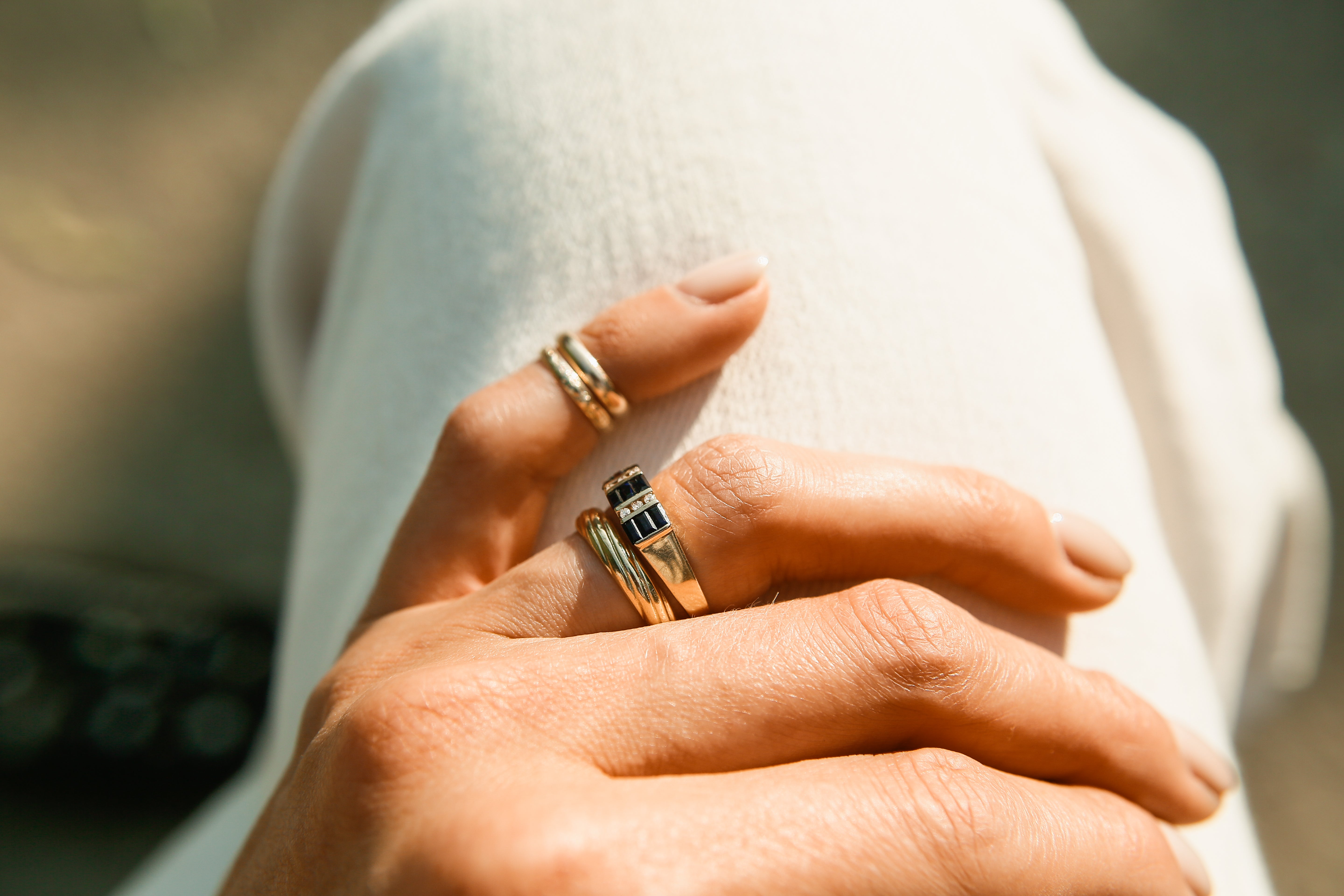 10K Stacked Sapphire Ring | Sz 7