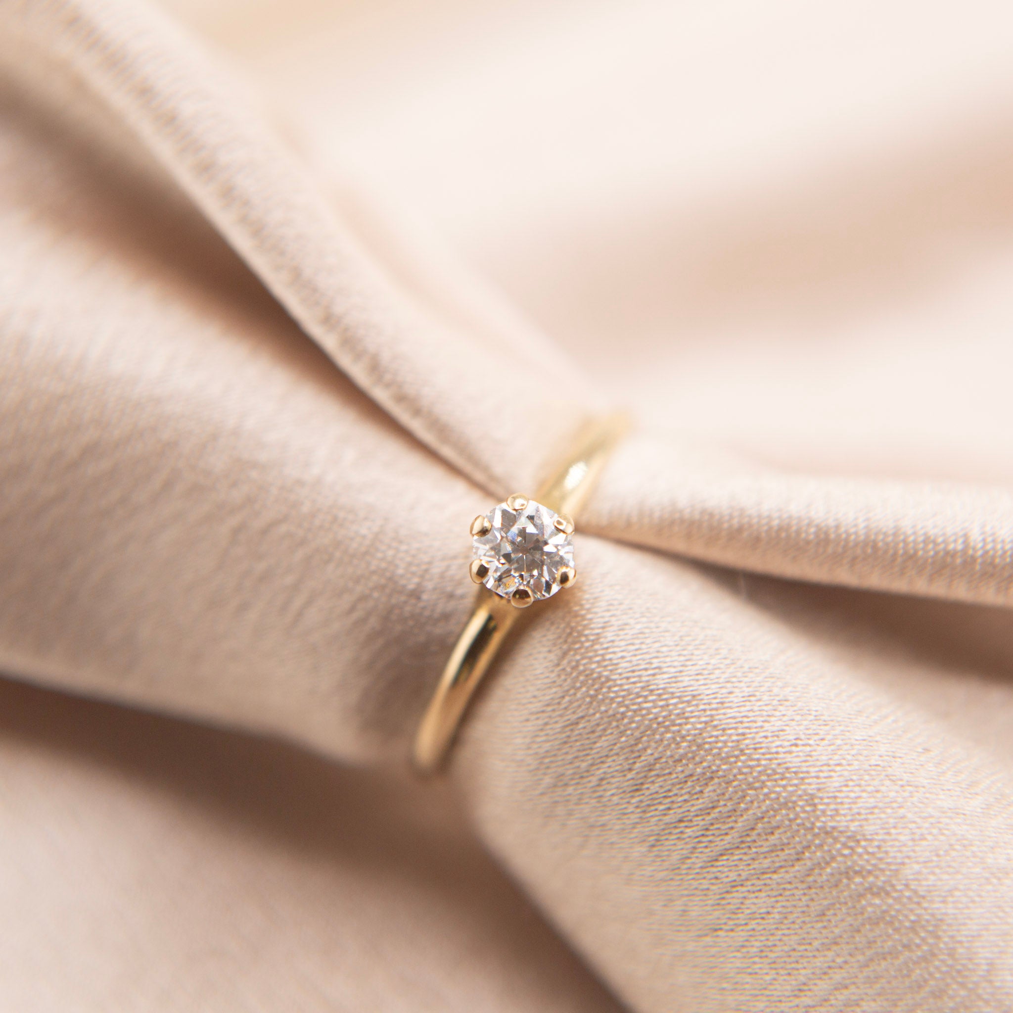 Victorian 14k Natural Old Miners Cut Diamond Solitaire | sz 8