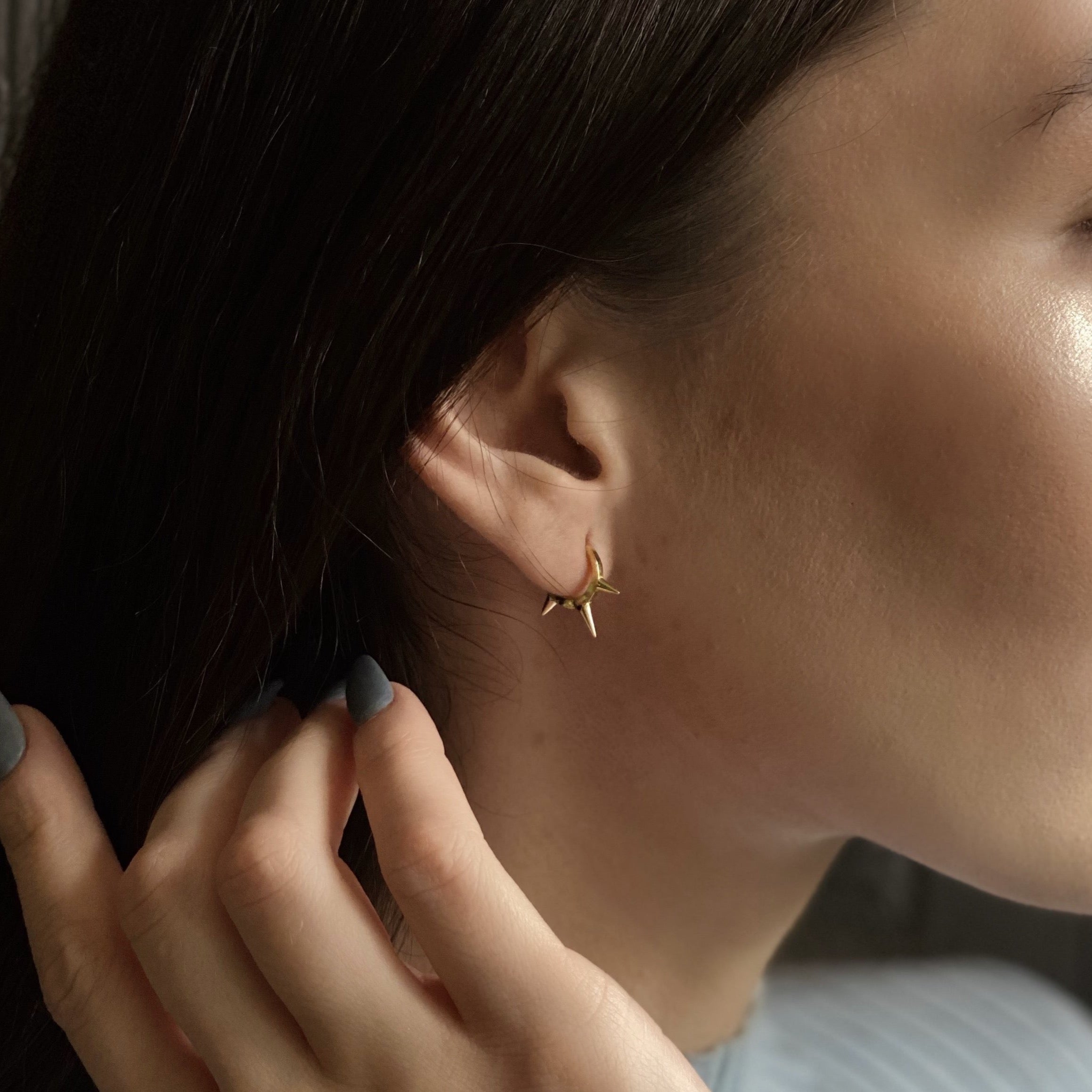 spiked gold vermeil hoops