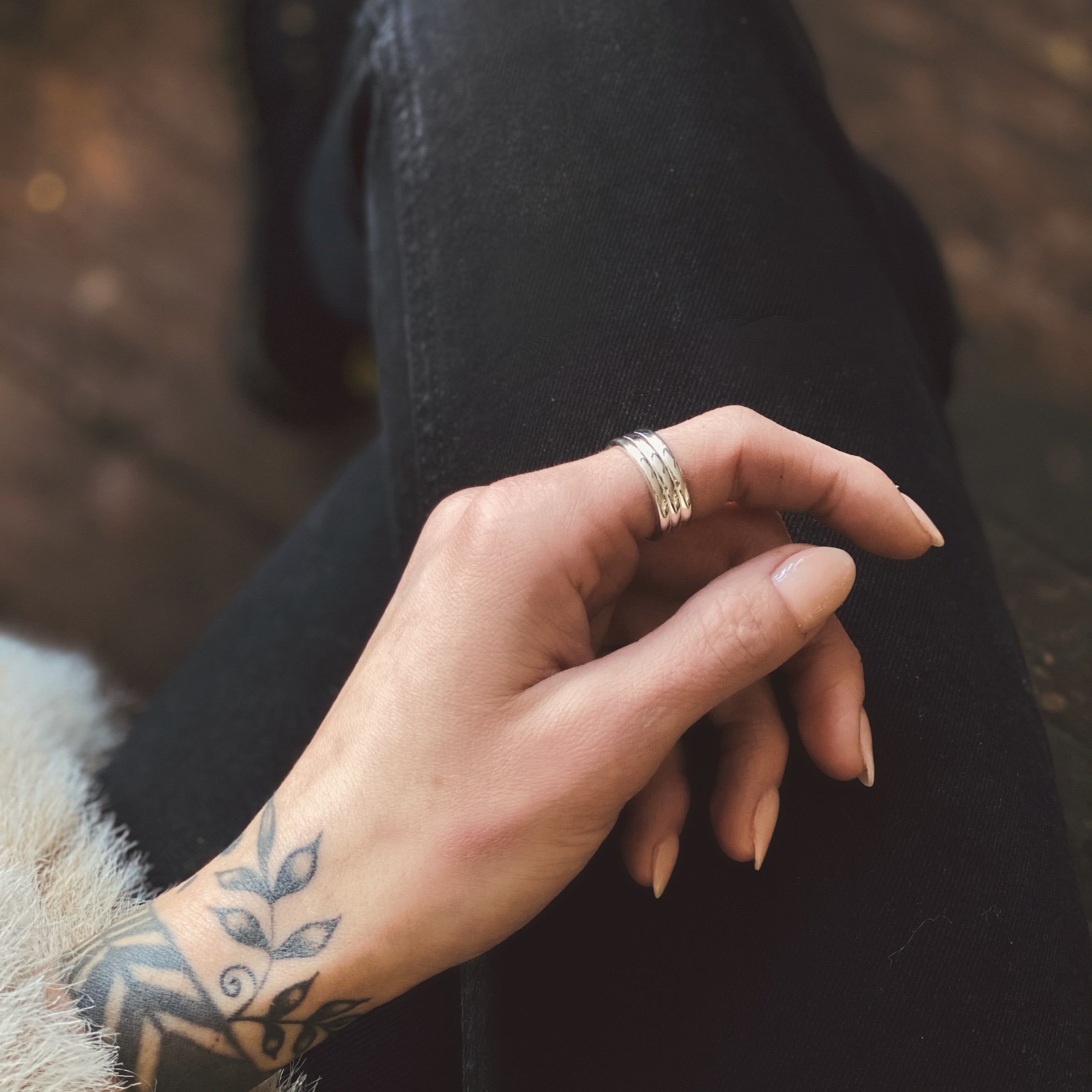 Sterling silver ella band on hand