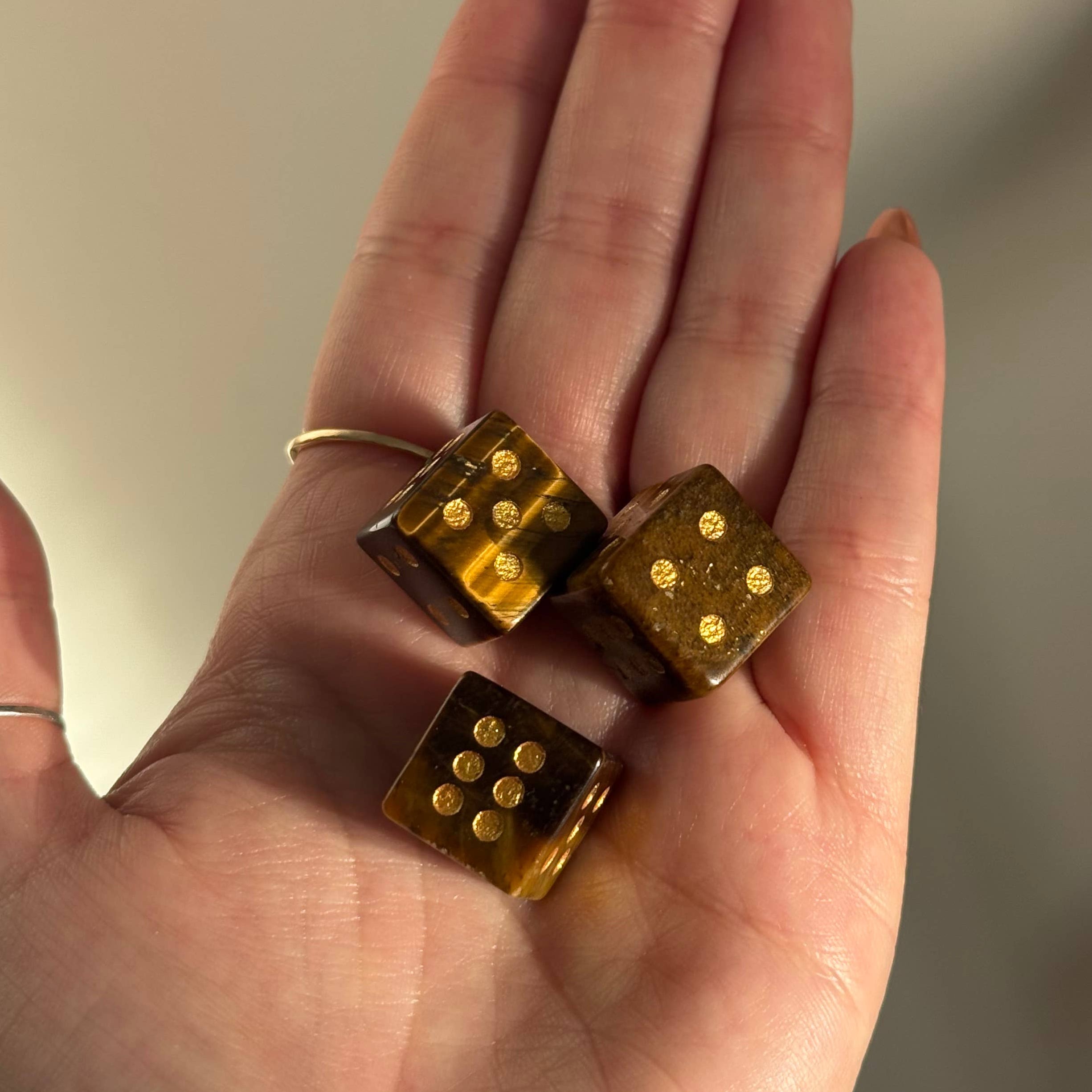 Tiger’s Eye Crystal Carved Dice – Mini Protective Stone Die