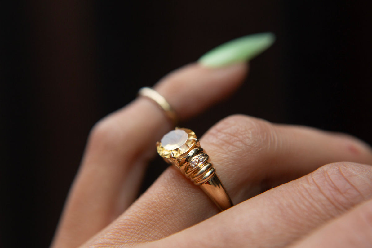 Modern Vintage Citrine Statement Ring | sz 6.5