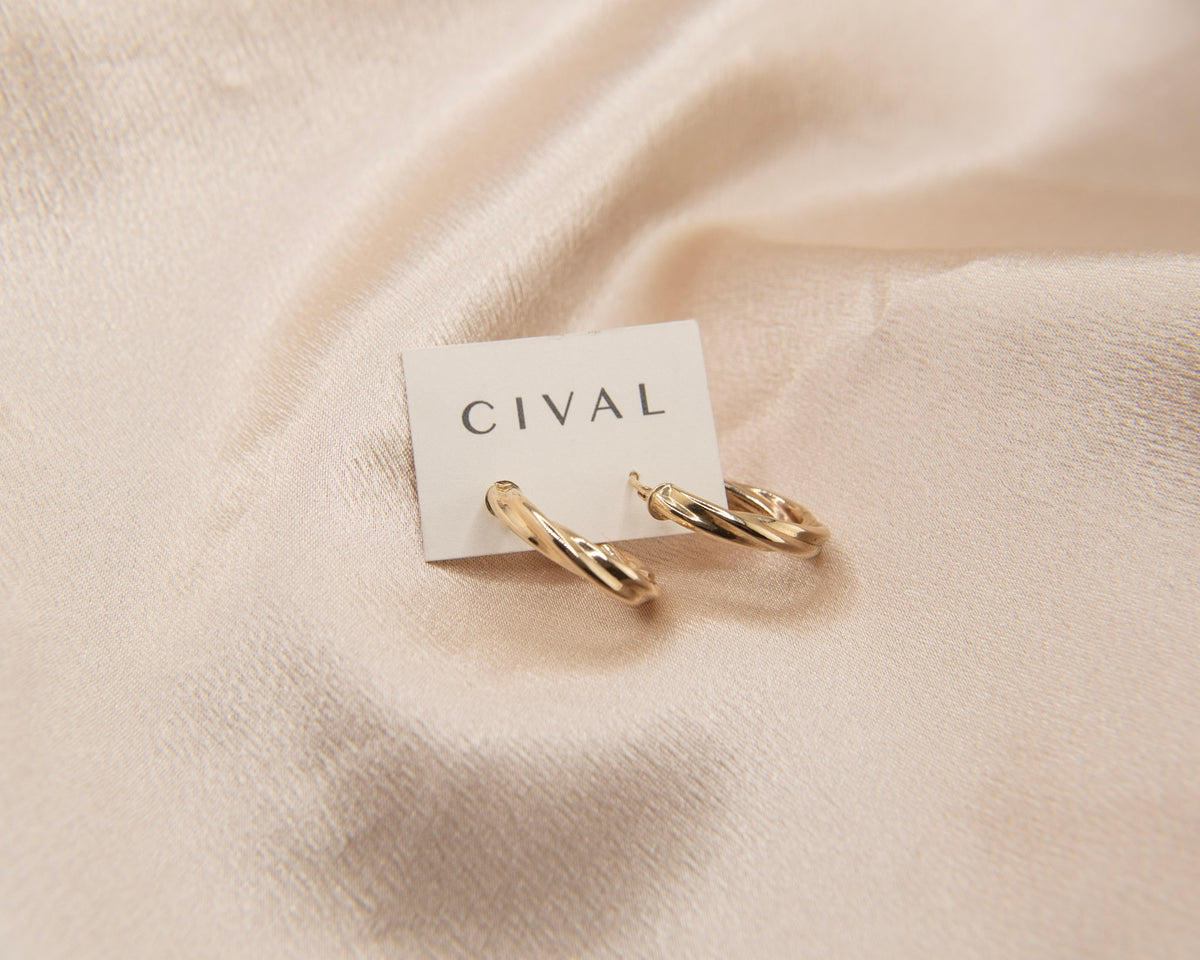14k vintage italian twisted hollow hoops