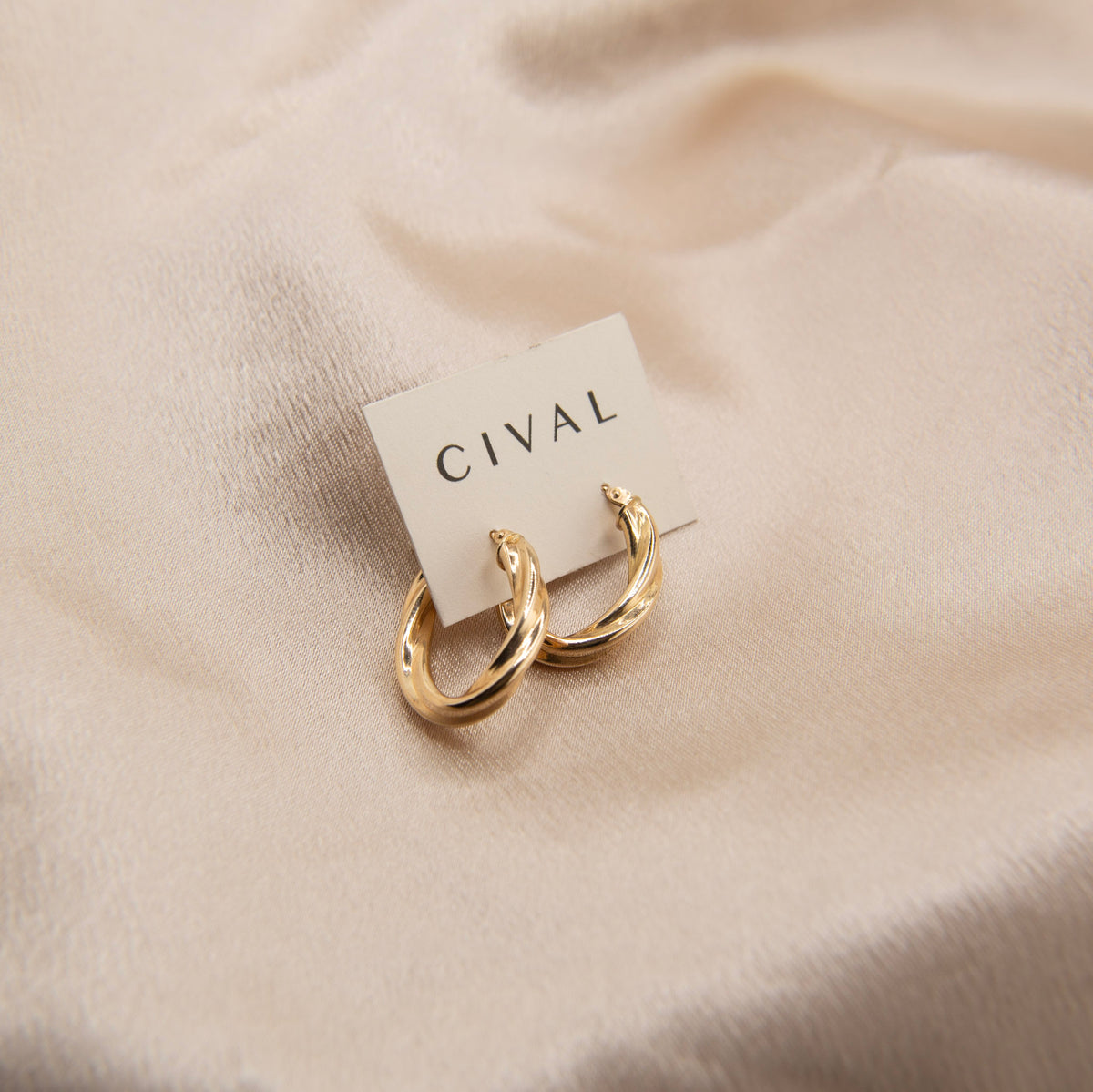 14k vintage italian twisted hollow hoops