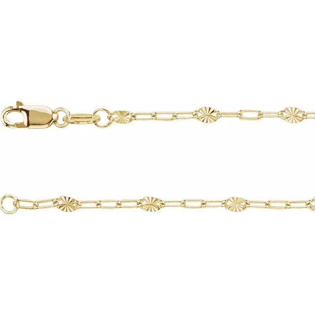 *memorial day sale* 14K Yellow Gold-Filled 2.5 mm Light Paperclip-Style Starburst Mirror 20" Chain
