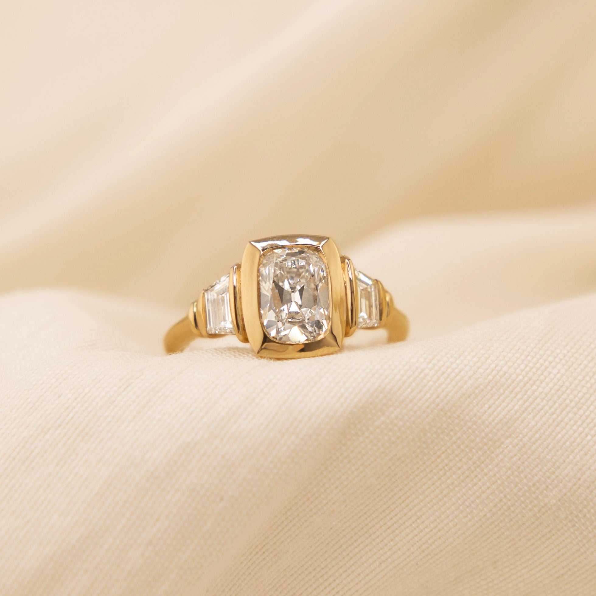 14k Gia Ring with 1.47ct Cushion Lab Diamond | Sz 5.25
