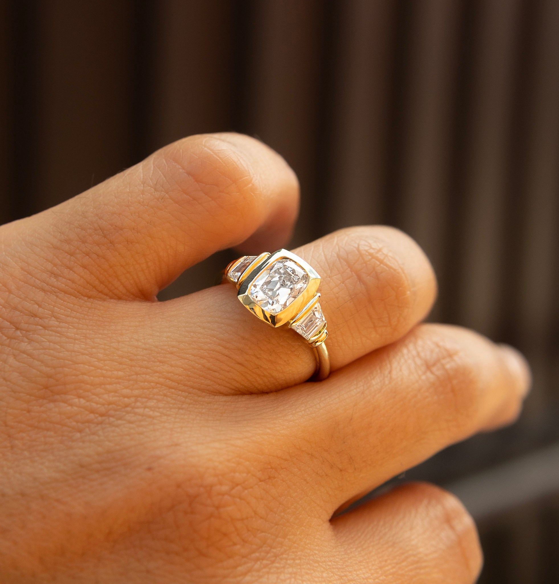 14k Gia Ring with 1.47ct Cushion Lab Diamond | Sz 5.25