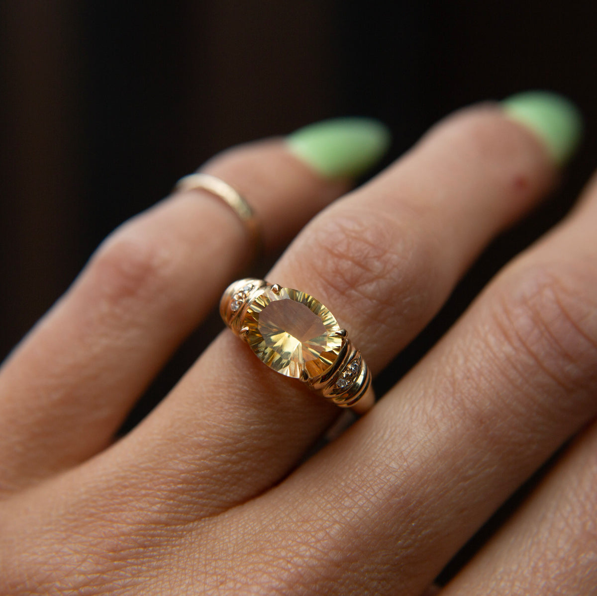 Modern Vintage Citrine Statement Ring | sz 6.5