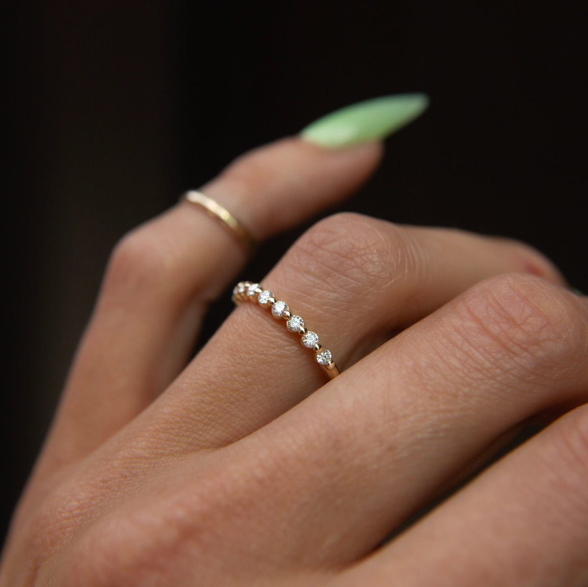 14K Yellow Gold Moissanite Anniversary Band