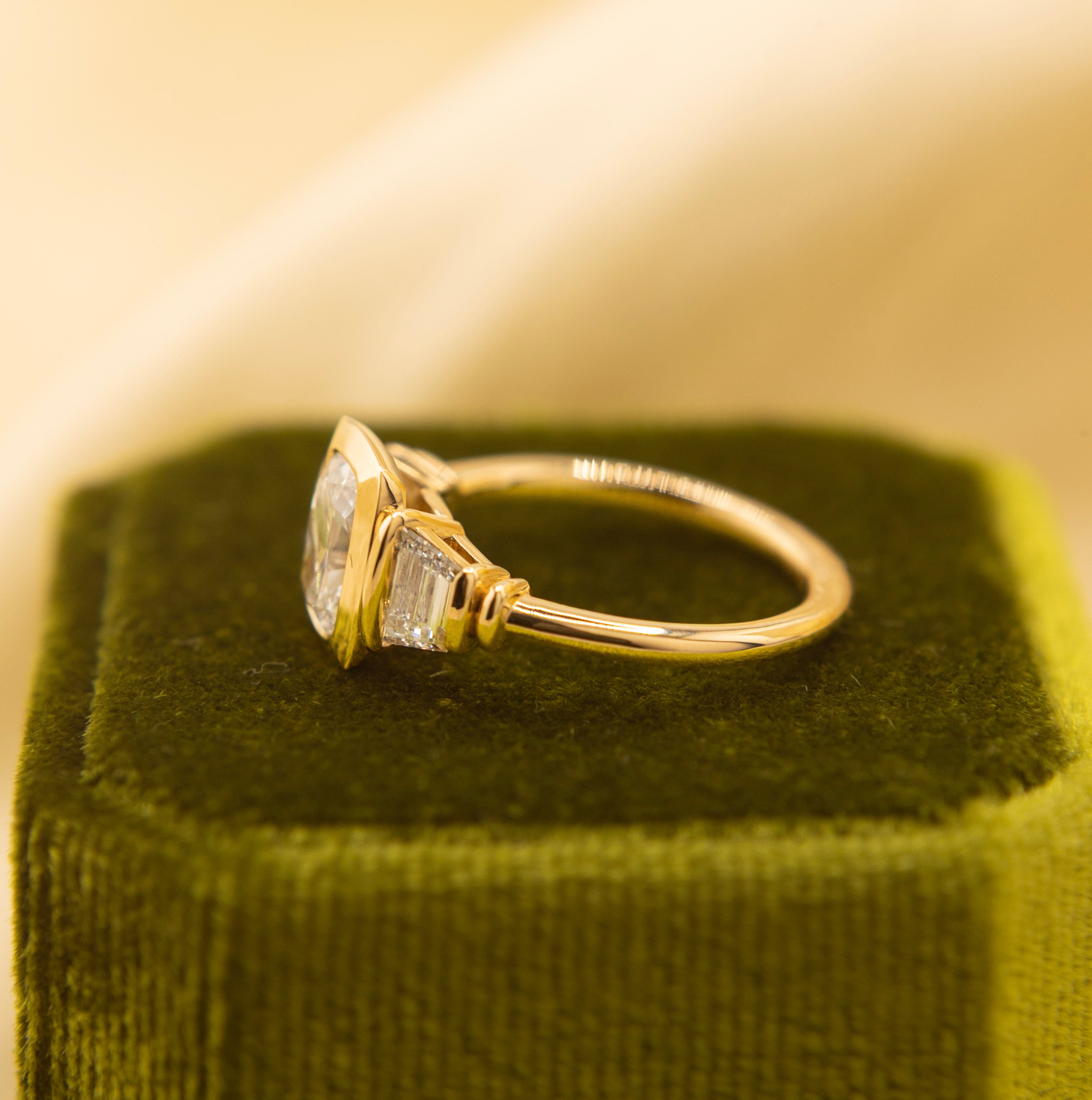 14k Gia Ring with 1.47ct Cushion Lab Diamond | Sz 5.25