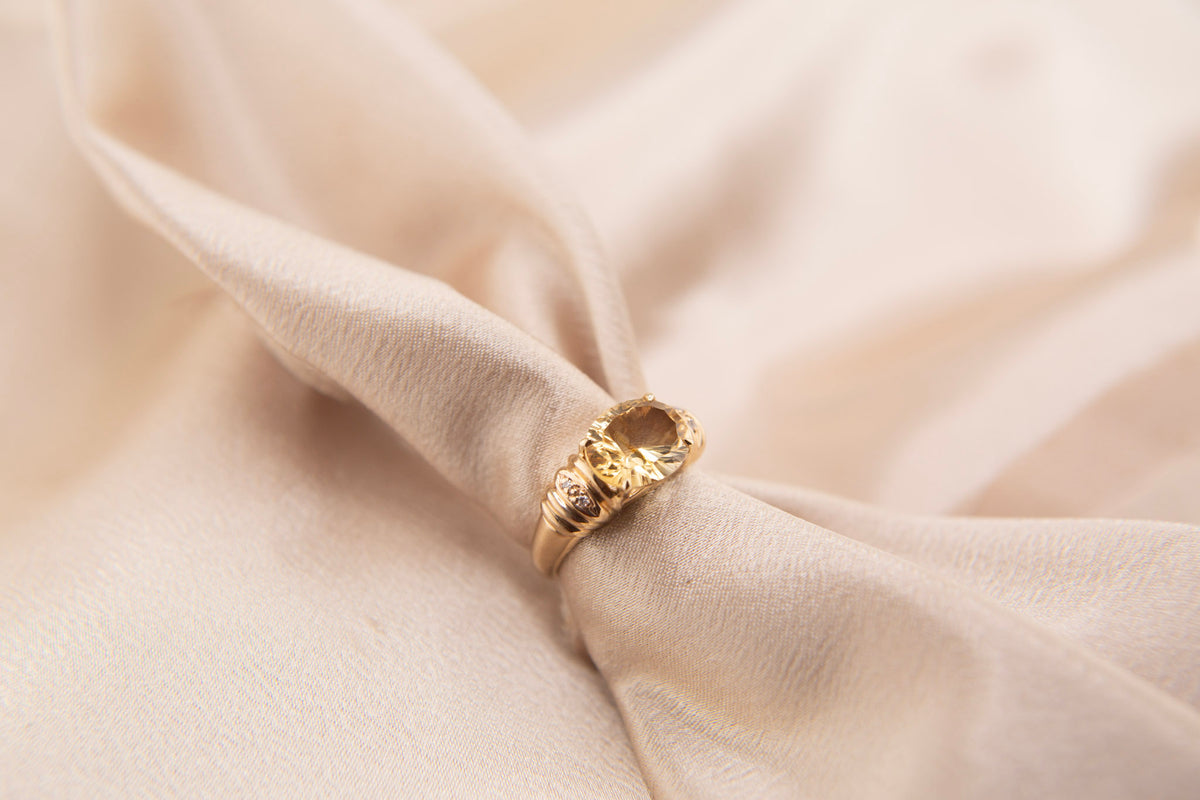 Modern Vintage Citrine Statement Ring | sz 6.5