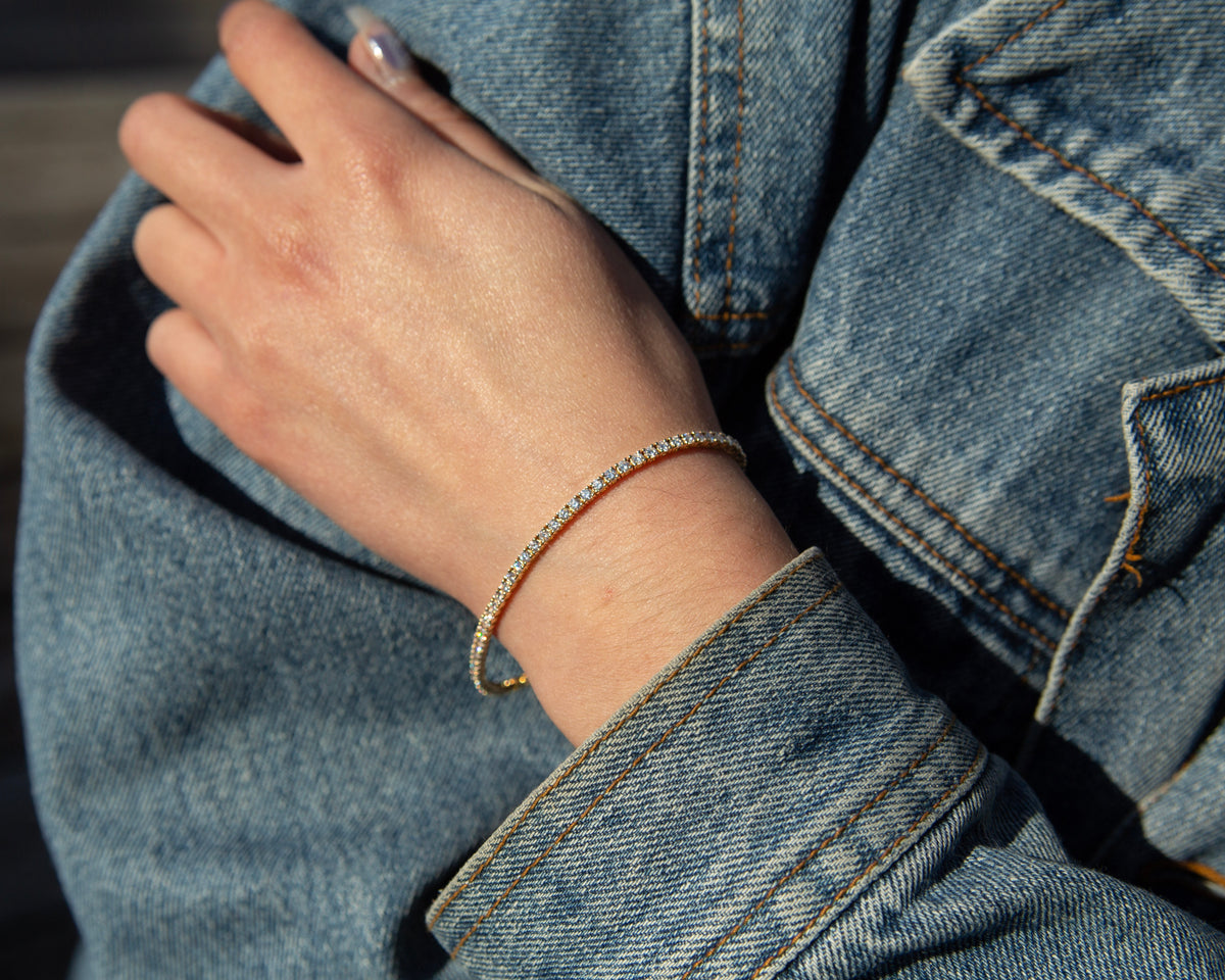 14k yellow gold diamond tennis bracelet tcw 3.0 | 7"