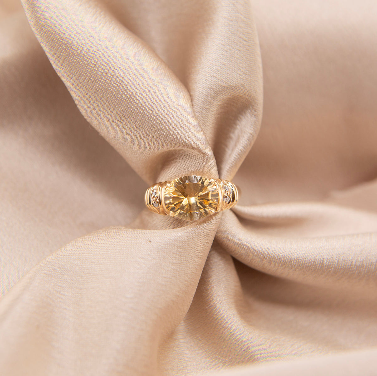 Modern Vintage Citrine Statement Ring | sz 6.5