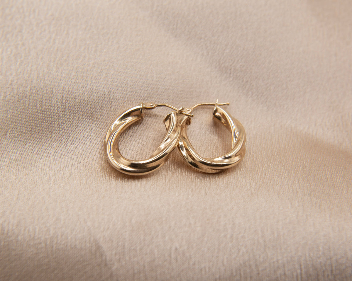 14k vintage italian twisted hollow hoops